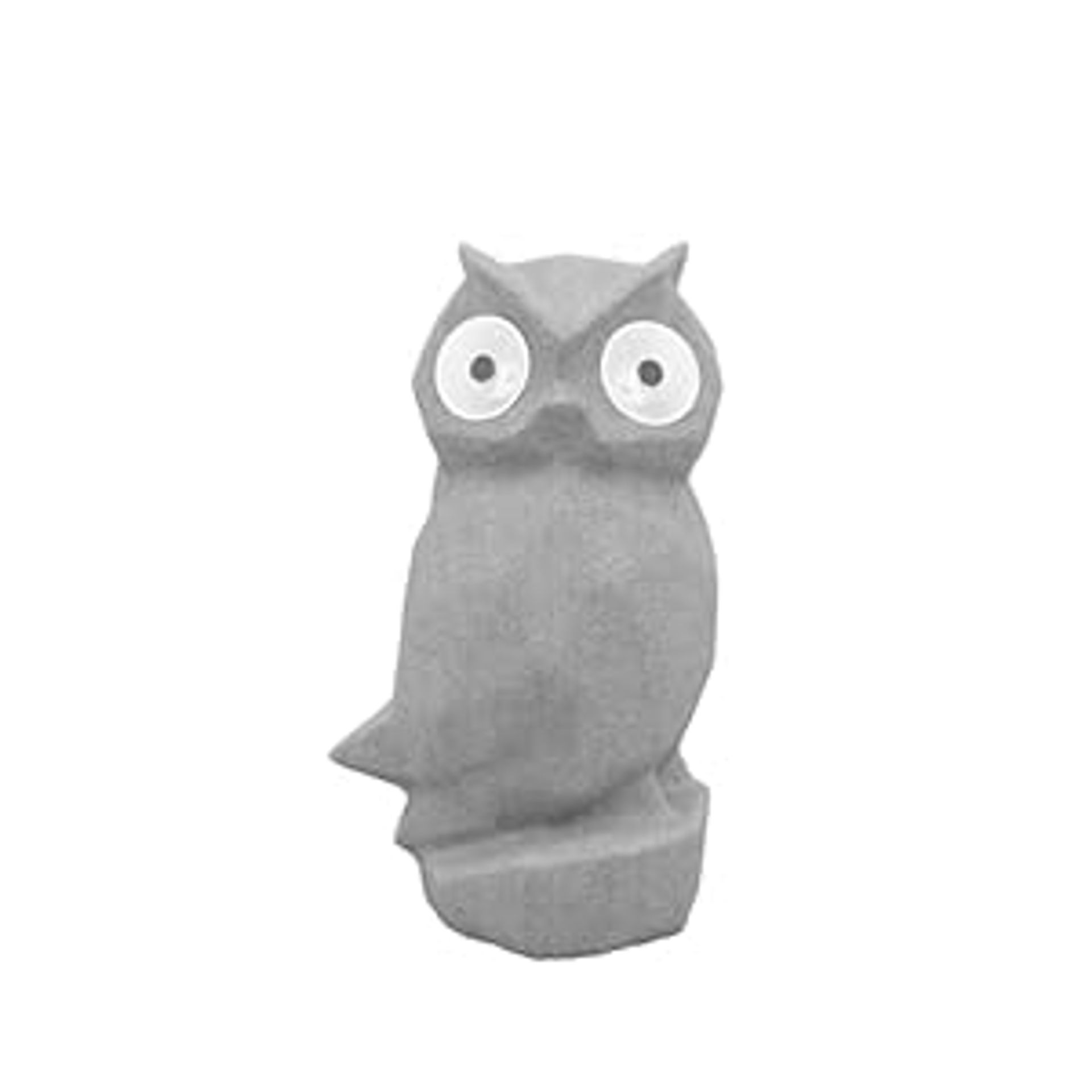 Owl Solar Lamp Garden Ornament Waterproof Resin with Glowing Eyes - Grey Open-Mouth