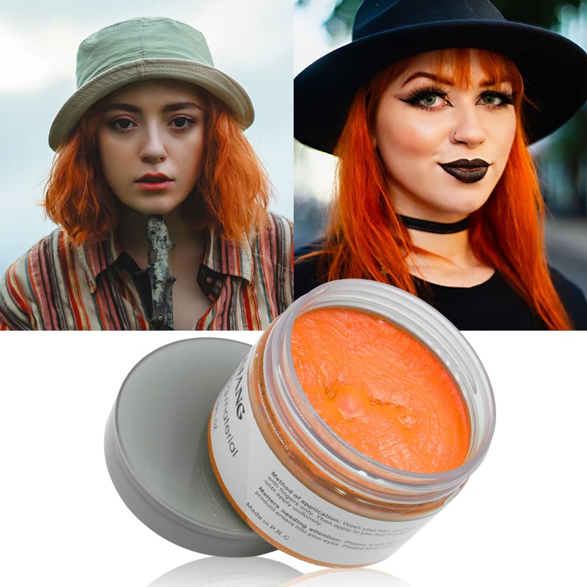 Orange Hair Wax - Temporary Coloured Hair Dye for Men & Women, Ideal for Parties & Cosplay