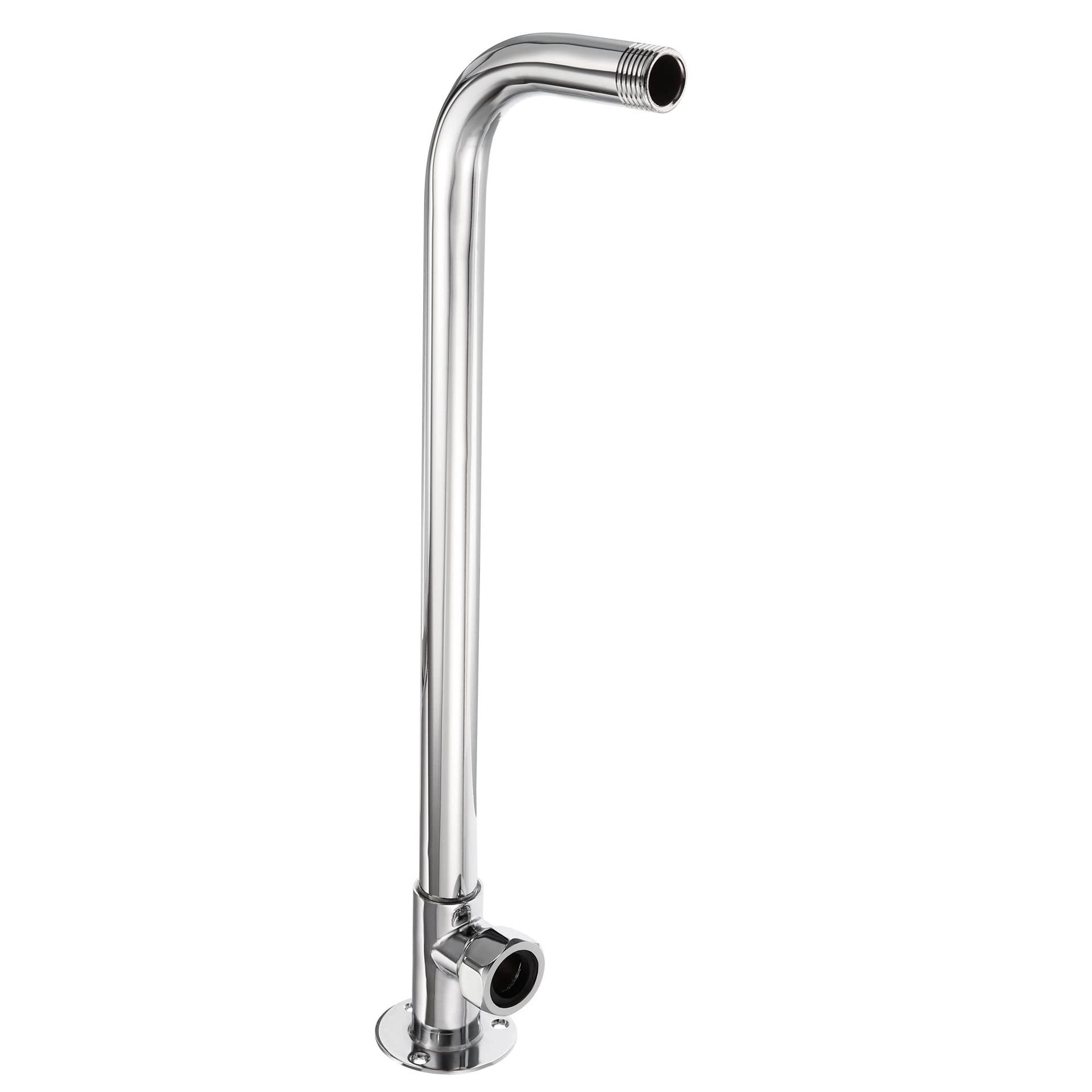 14" Shower Head Extension Arm with 90° Elbow, Wall Mounted Chrome-Plated Copper Holder for Fixed Rainfall Showers - Silver