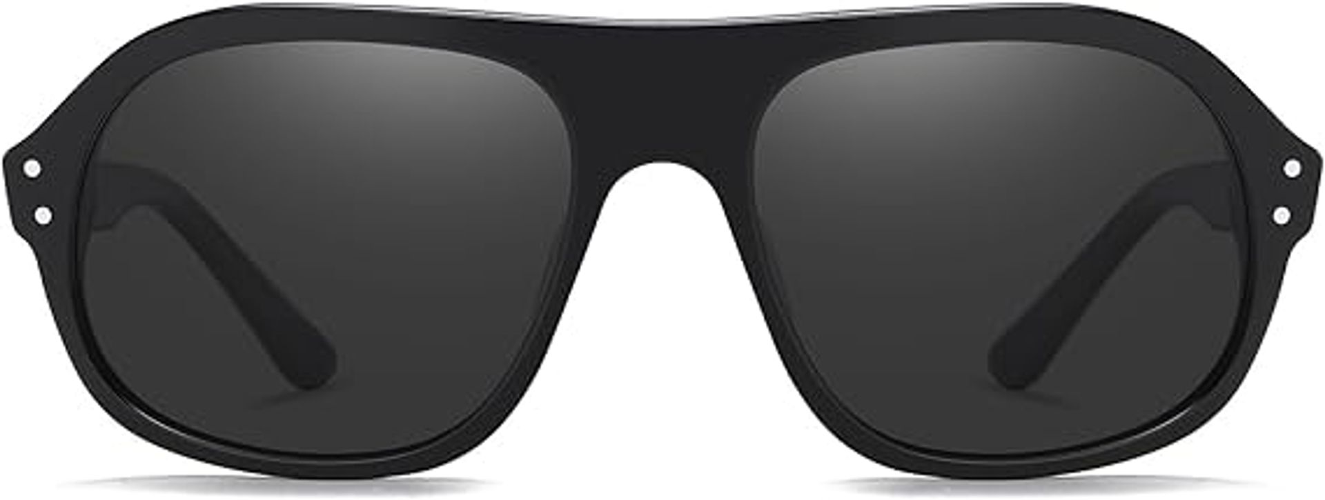 Retro Polarised Sunglasses for Men & Women UV400 Protection Lightweight Acetate Frame - Black Frame Grey Lens