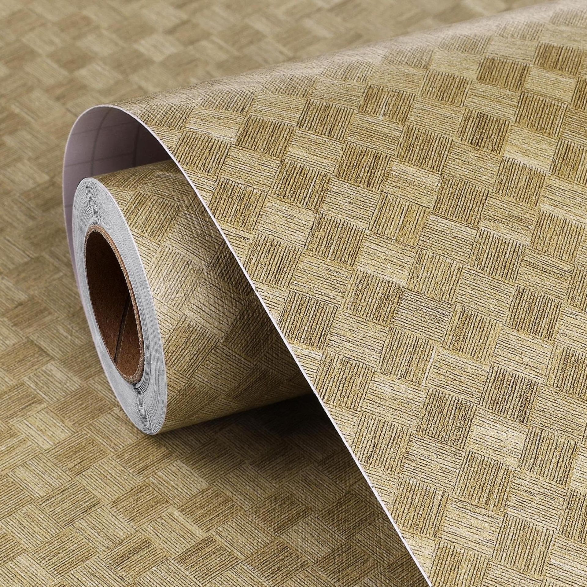 60cm x 5m Brown Geometric Textured Wallpaper – Waterproof Self-Adhesive Vinyl Wrap for Walls, Furniture & Kitchen Cupboards