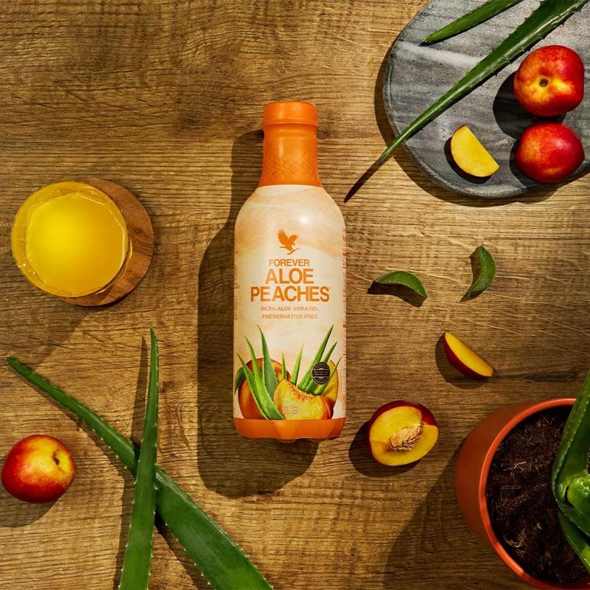 Aloe Peaches Flavoured Aloe Vera Gel 83.4% Pure Inner Leaf, Vitamin C, Ve