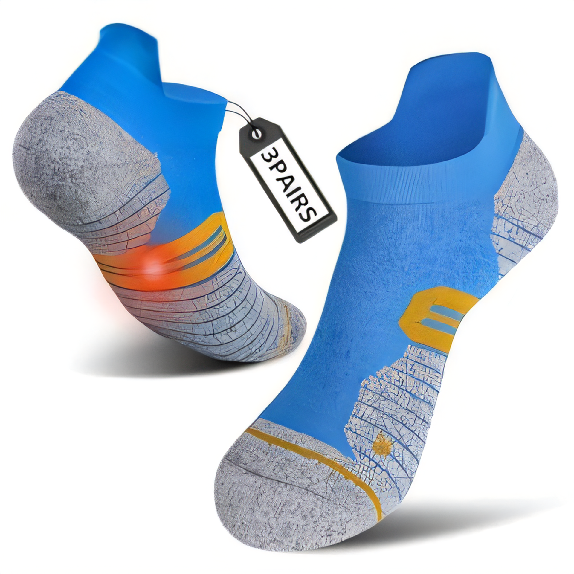 3/6 Pairs Blue Compression Neuropathy Socks for Pain Relief & Moisture Wicking - Unisex, Size S, Regular Fit