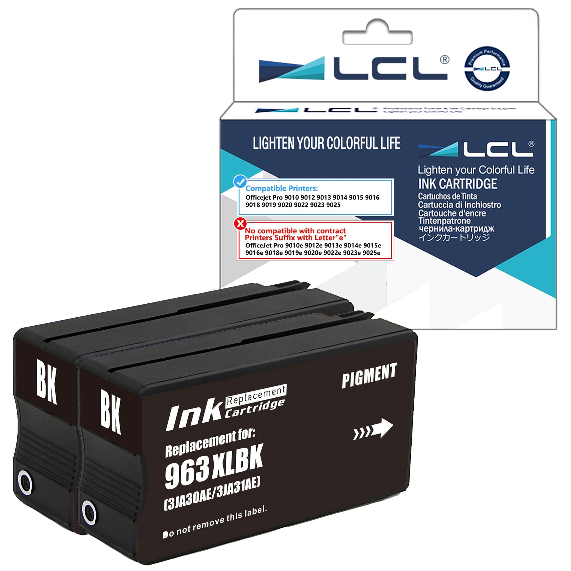 Remanufactured Ink Cartridge Replacement for HP 963XL High Yield 2 Pack Compatible with OfficeJet Pro Series - Black Regular Capacity