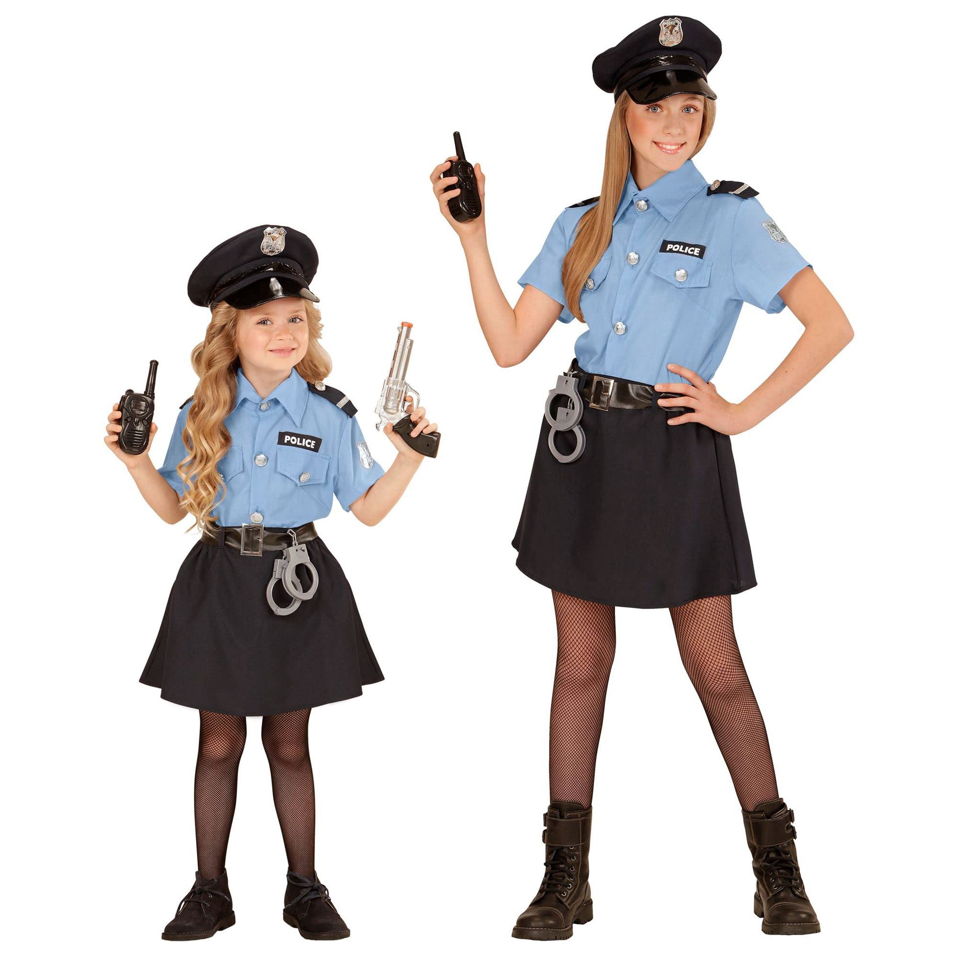 Girls' Police Officer Costume Complete Roleplay Uniform Set for Fancy Dress, Carnival & Parties - Blue 116 cm
