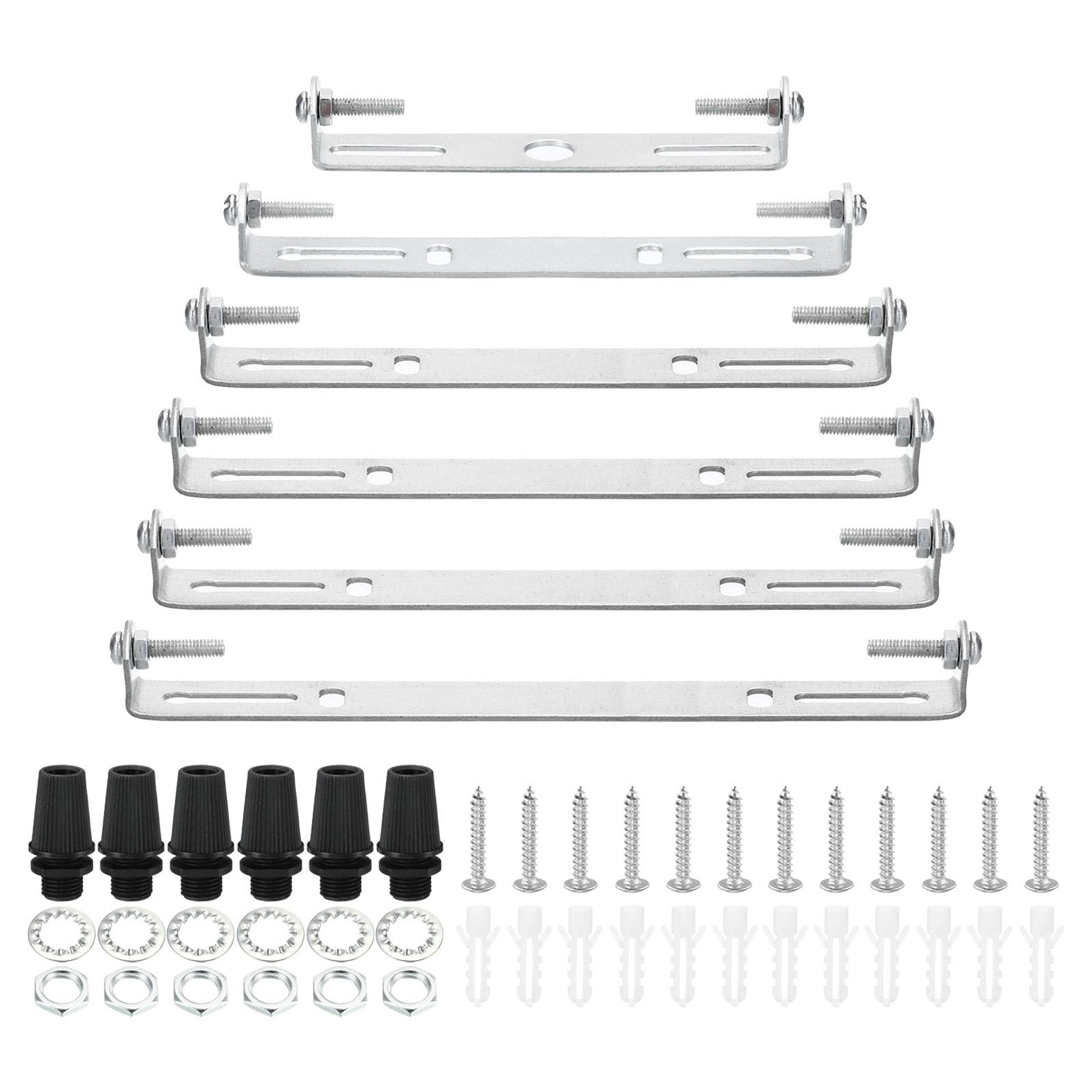 Ceiling Light Plate Kit 6 Set Steel Crossbar Mounting Brackets for Pendant, Wall & Ceiling Fixture Installations - Silver Multi-Size