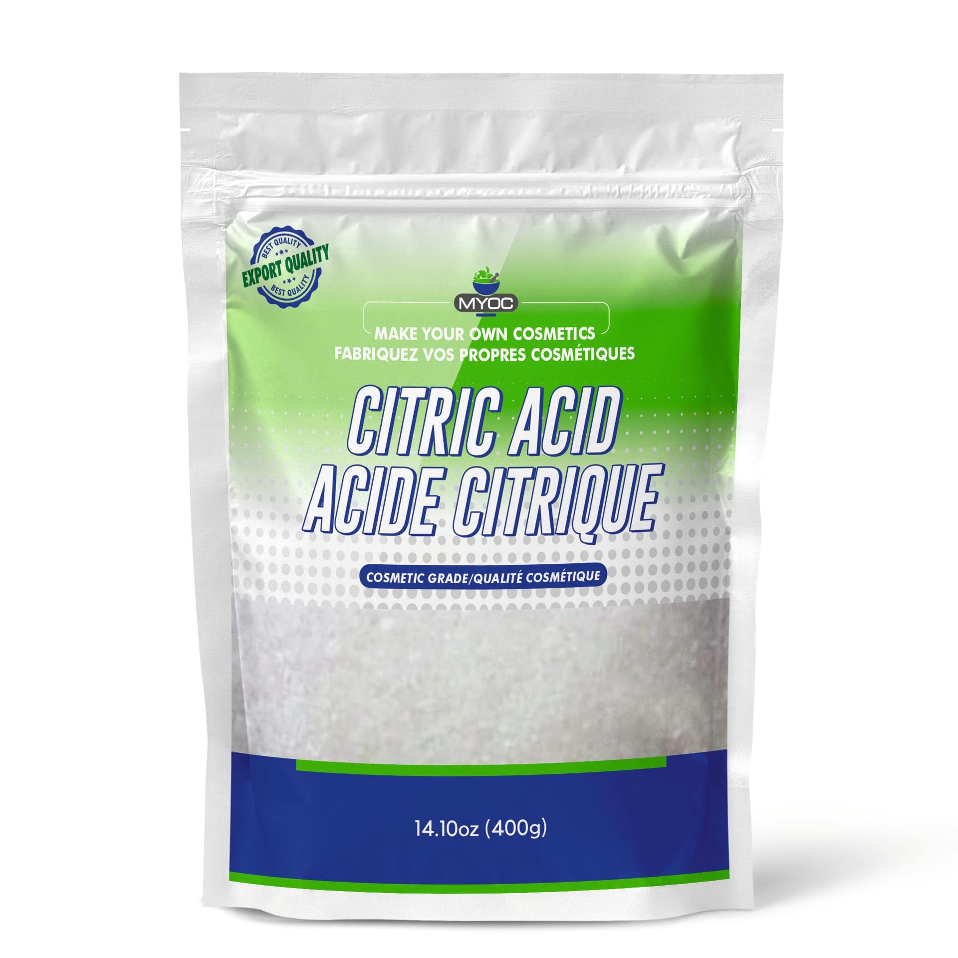 Pure Citric Acid Powder Natural Plant-Based Non-GMO Cosmetic Grade for Skincare, Cleaning & Bath Bombs - Unscented 400g