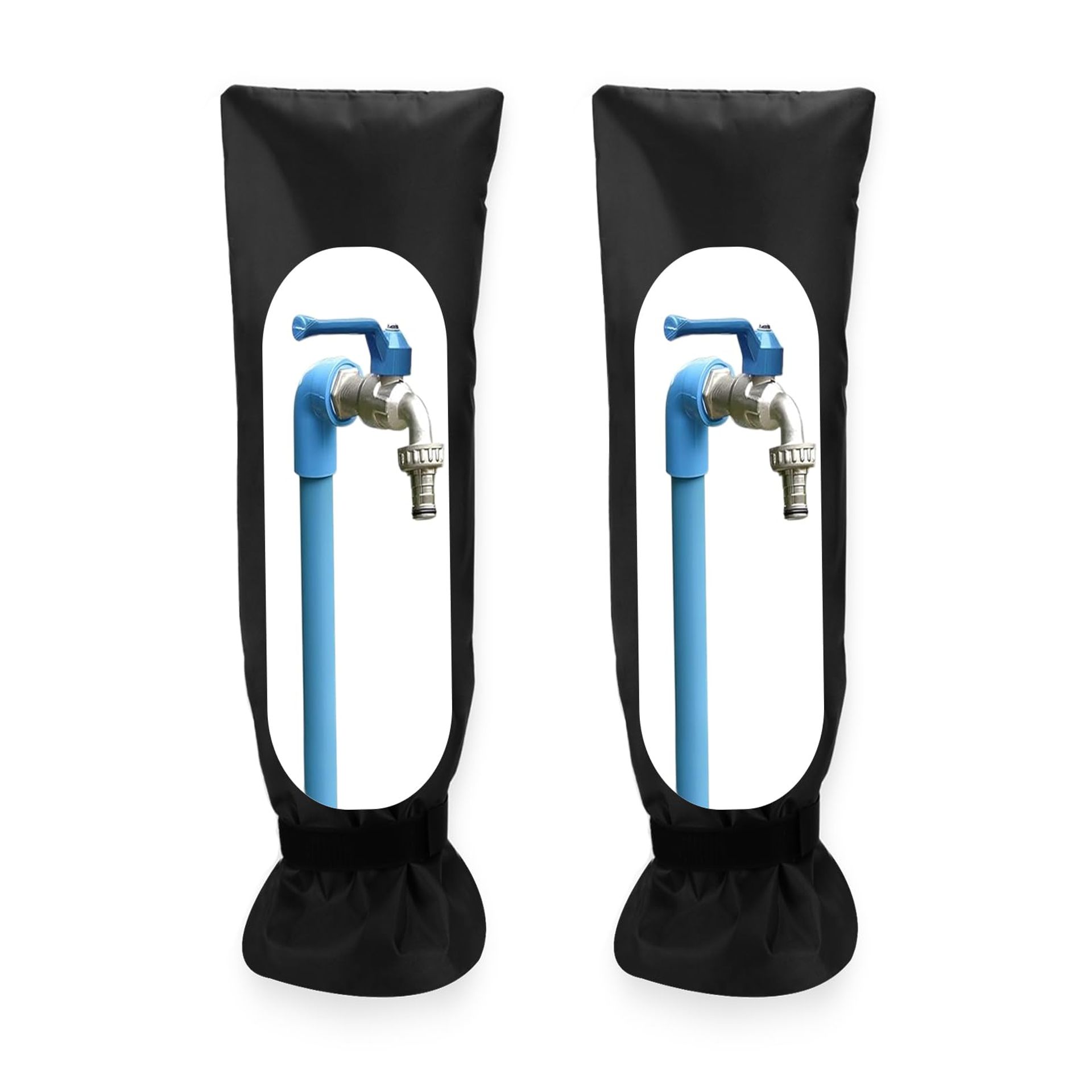 2 Pack Outdoor Tap Cover Jackets - Freeze Protection for Garden Faucets, Black, 13" W x 24" H - Bargain Value
