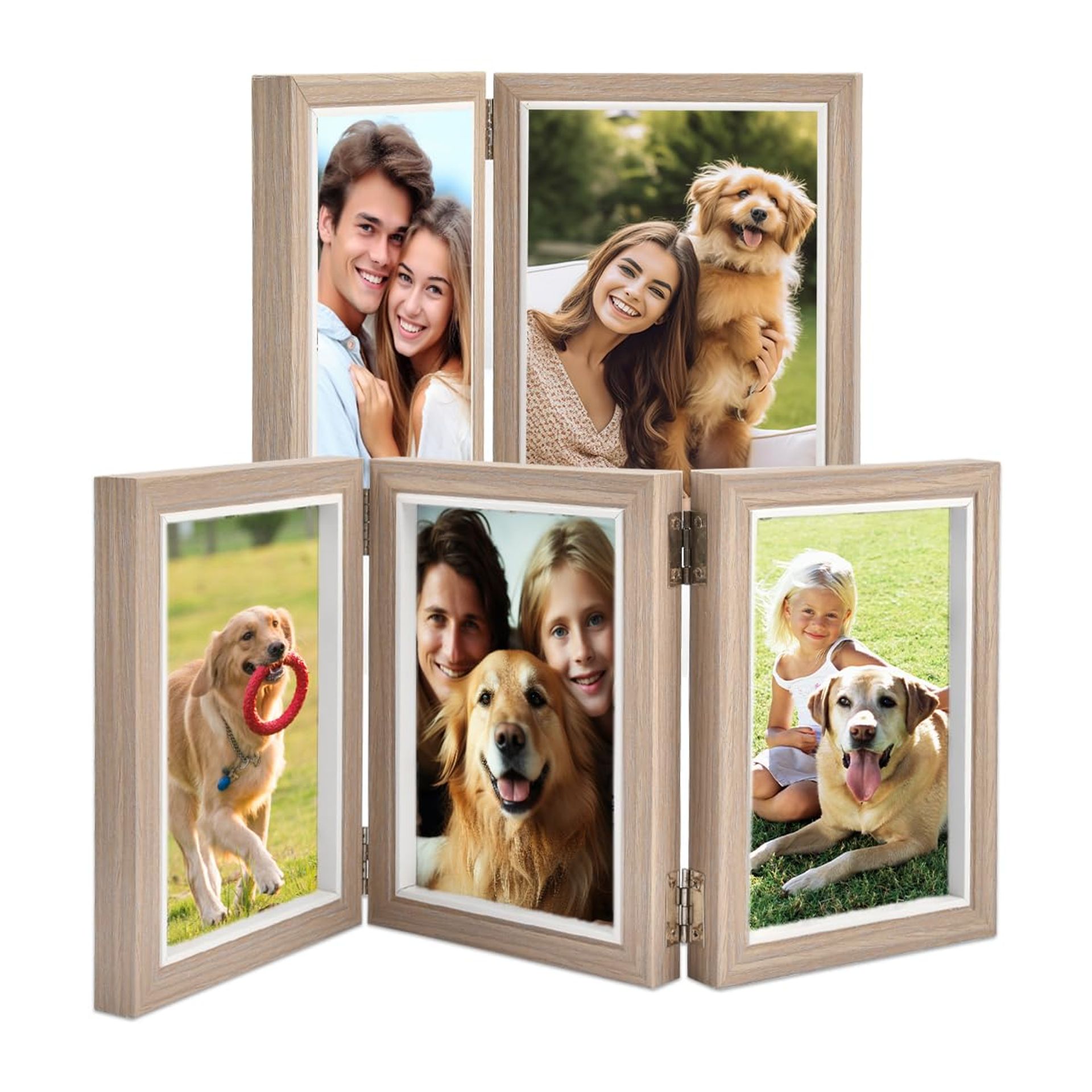 7" Double & 6" Triple Hinged Wood Photo Frames for Wall & Desktop Décor - Ideal Gifts