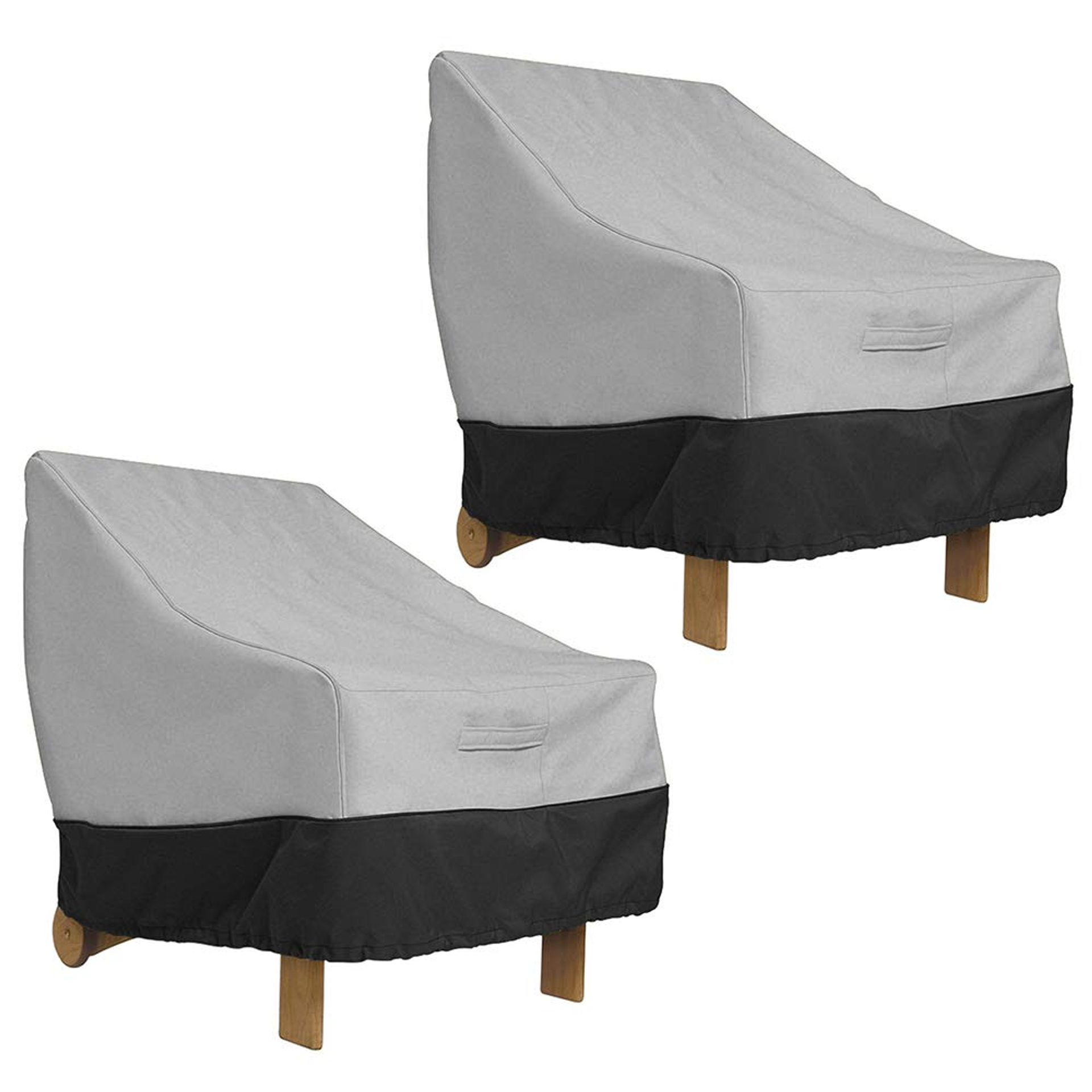 2PCS Waterproof Patio Chair Covers for Garden Lounge & Armchairs, Heavy Duty Oxford Fabric Protection - Grey