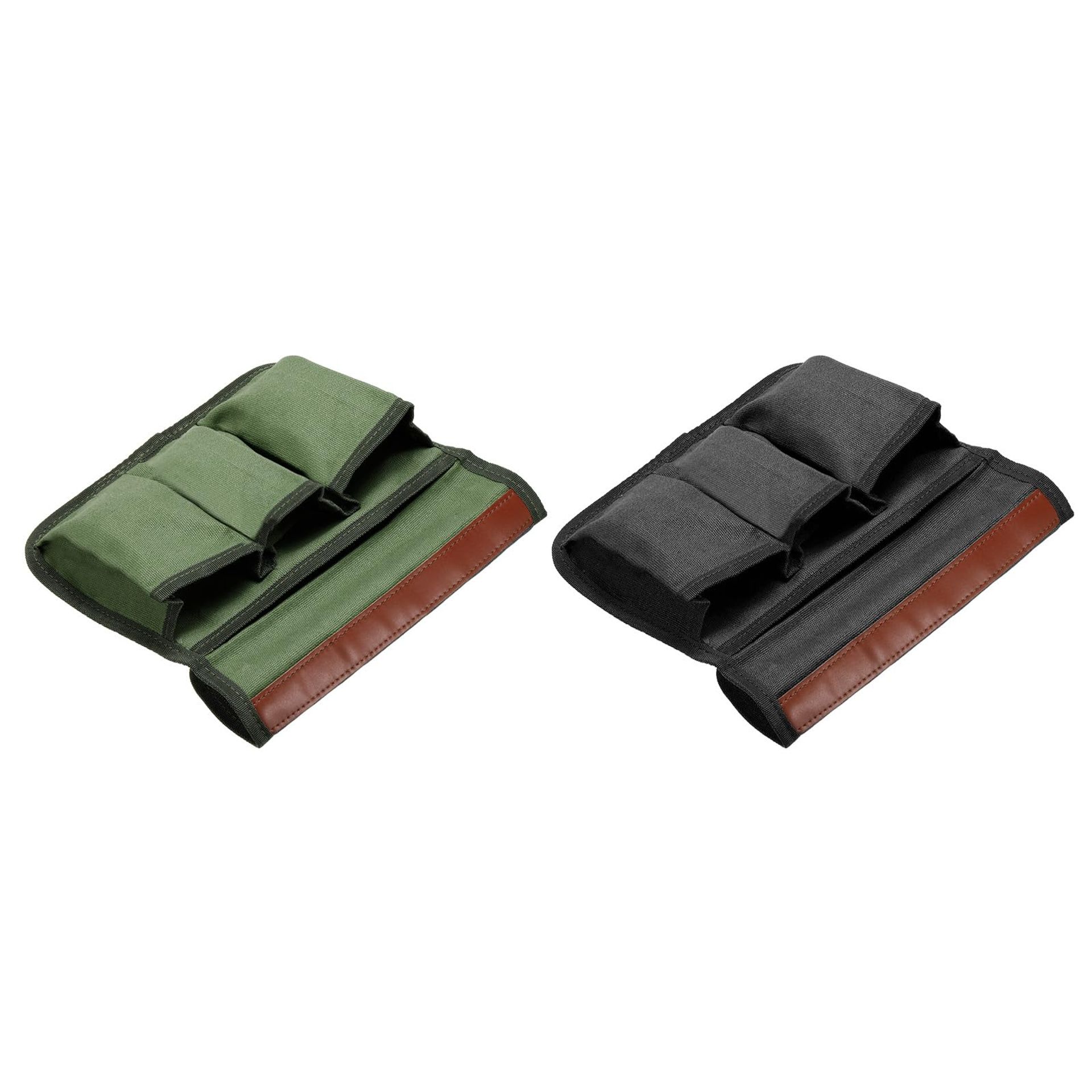 2 Pack Camping Chair Armrest Organiser Bags with Pockets for Outdoor Chairs - Black & Green