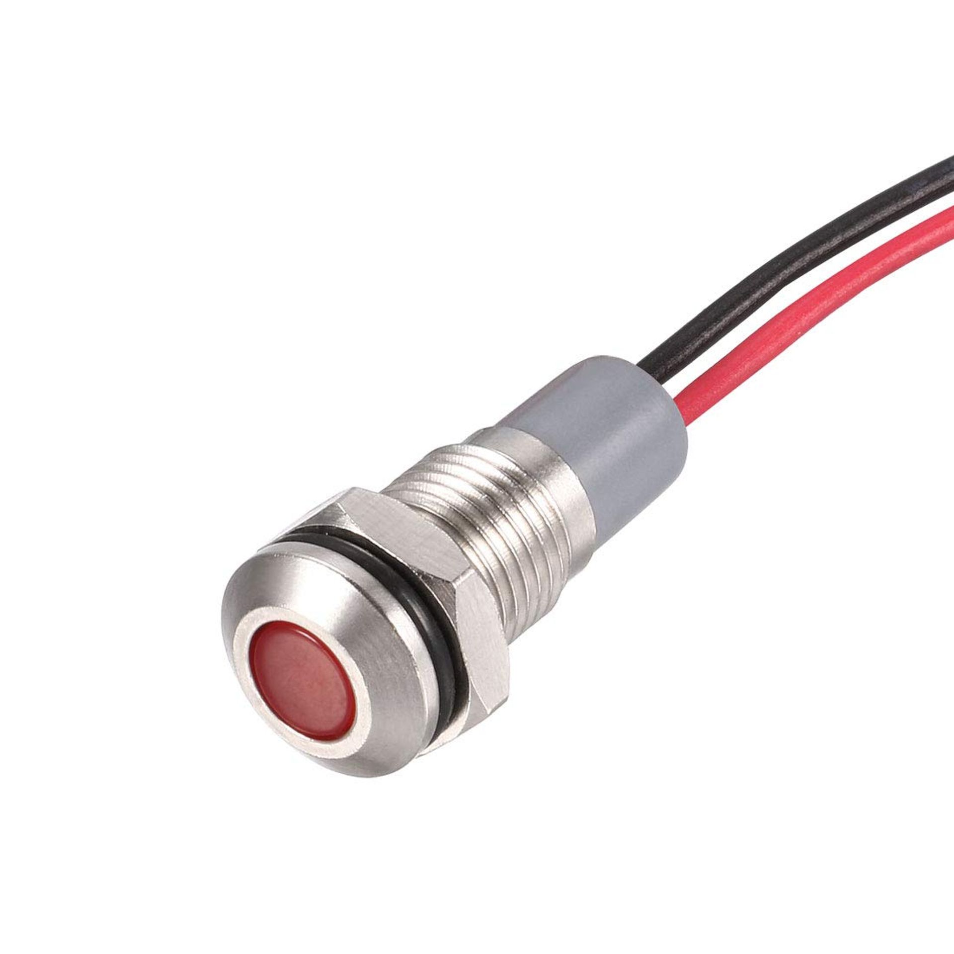 LED Signal Indicator Lights 12-24V IP66 Waterproof Dash Panel Mount Pack of 5 - Red 8mm