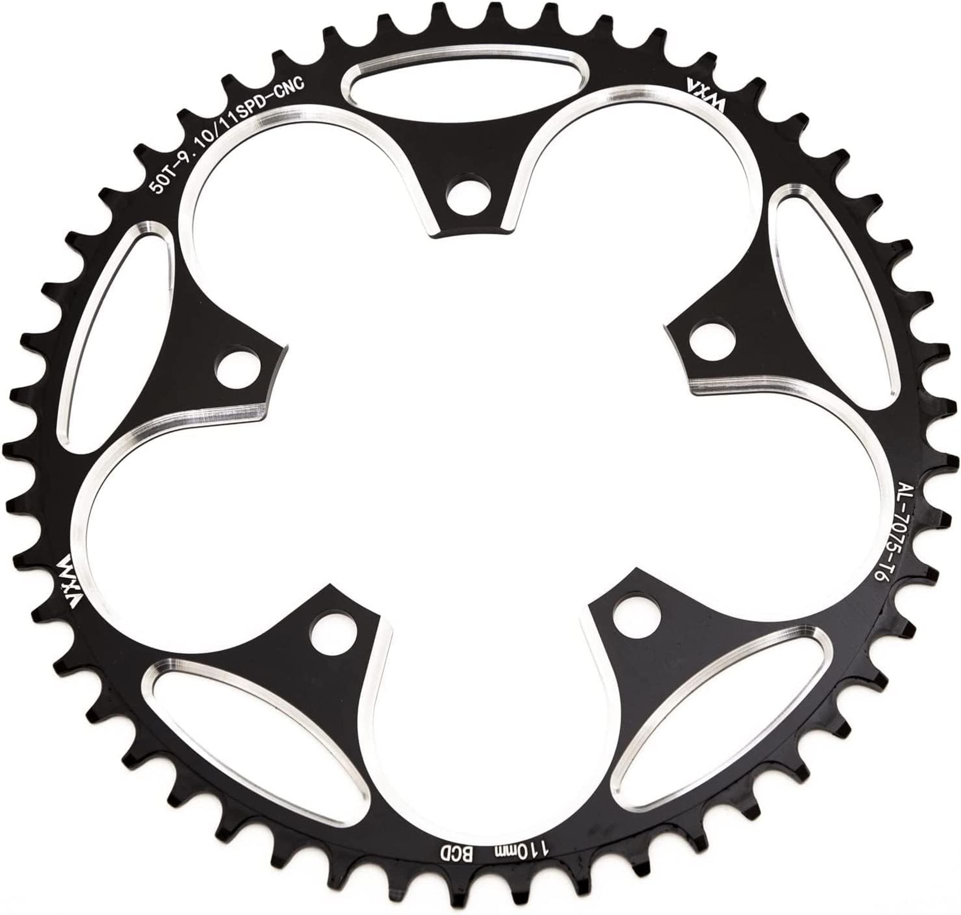 Pro 110BCD Chainring CNC 7075-T6 Aluminium Narrow-Wide 8–12 Speed Road Bike Chainwheel - Black 56T
