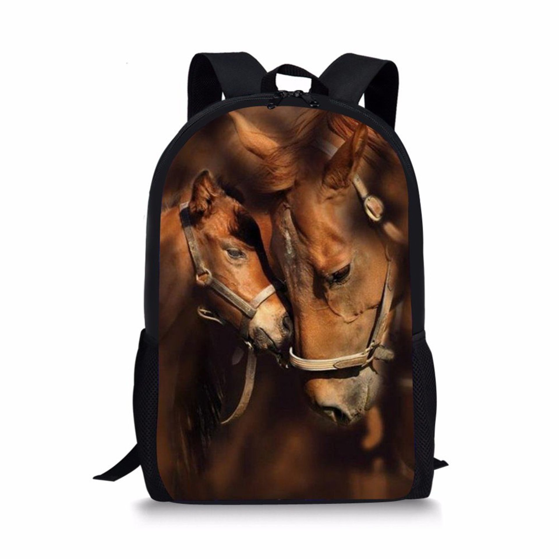 Middle School Backpack Set with Lunch Bag & Pencil Case - Durable Horse Print Design