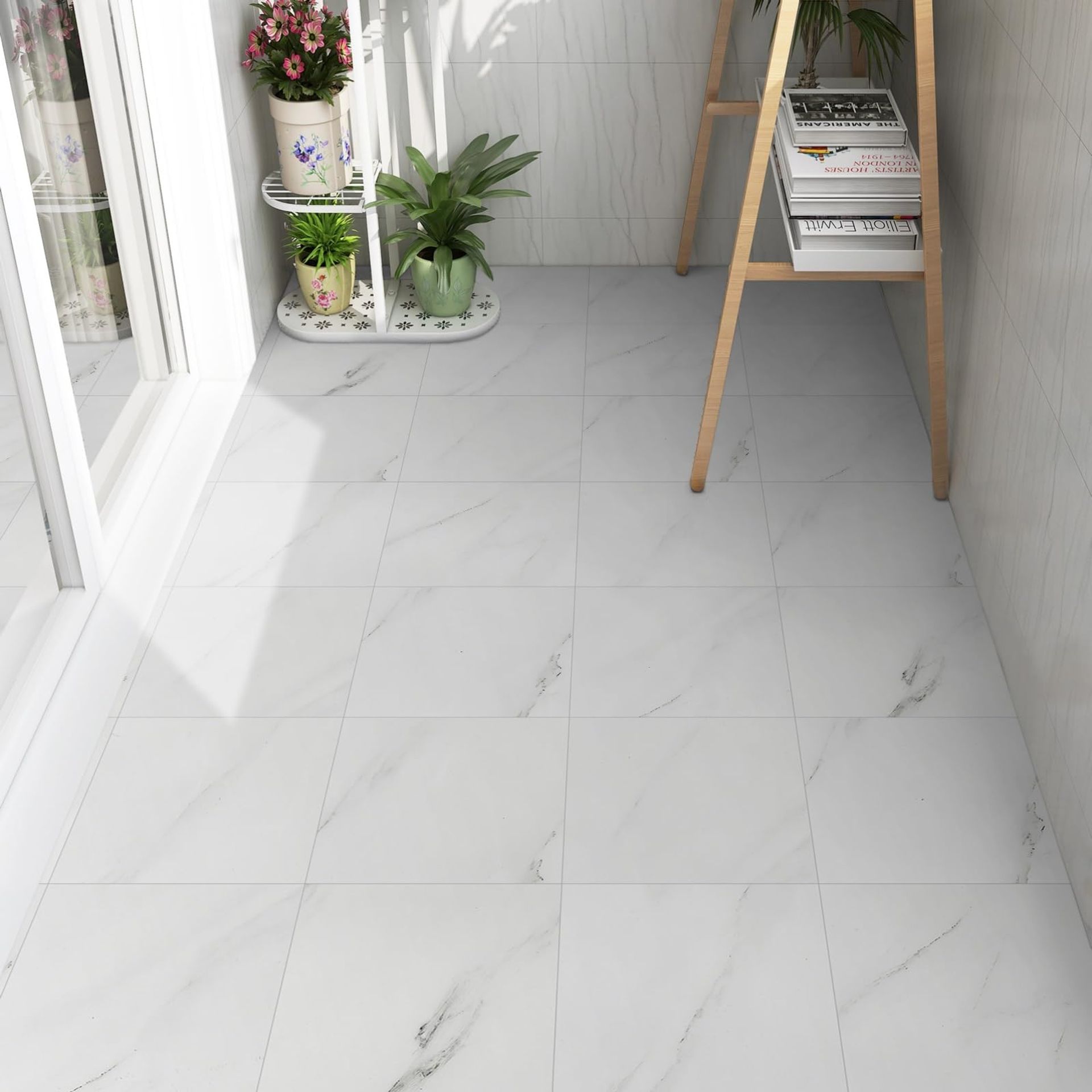 Self Adhesive Vinyl Floor Tiles 30x30cm, Waterproof Peel & Stick for Kitchen/Bathroom - 10pcs (0.9㎡)