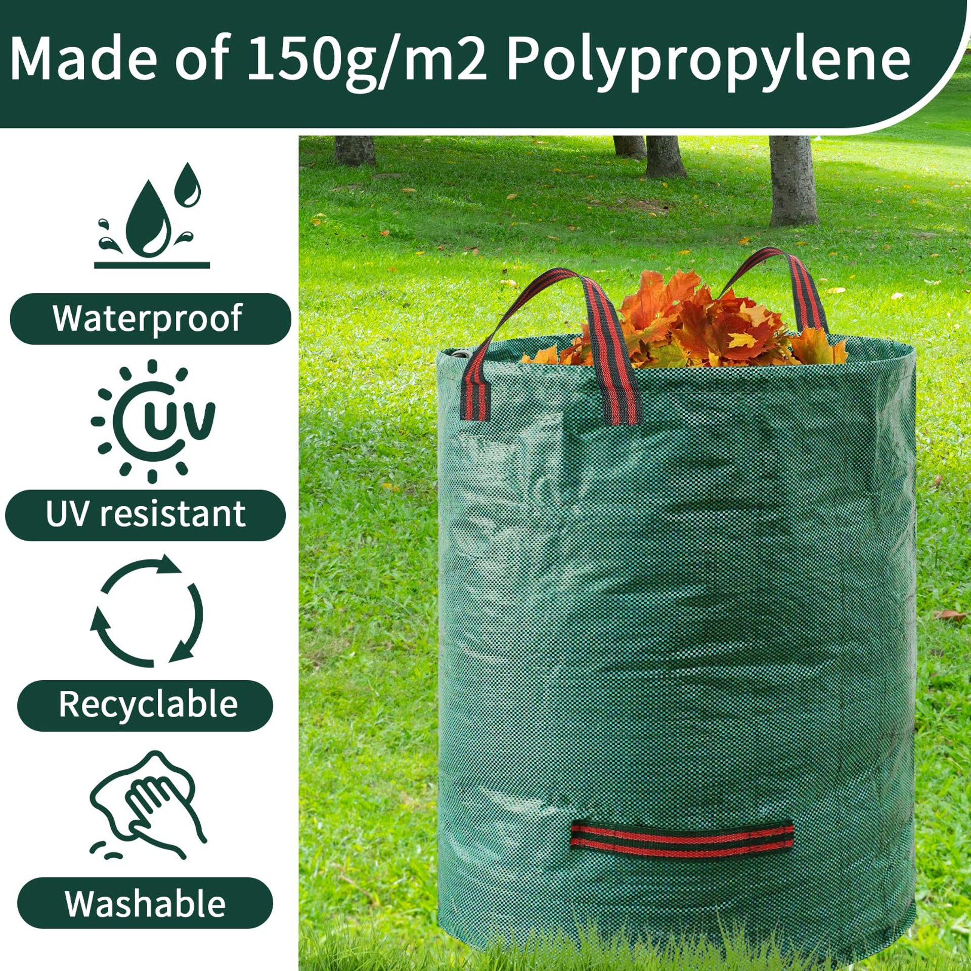Heavy Duty 500L Garden Waste Bags x2 - Reusable Sacks with Handles for ...