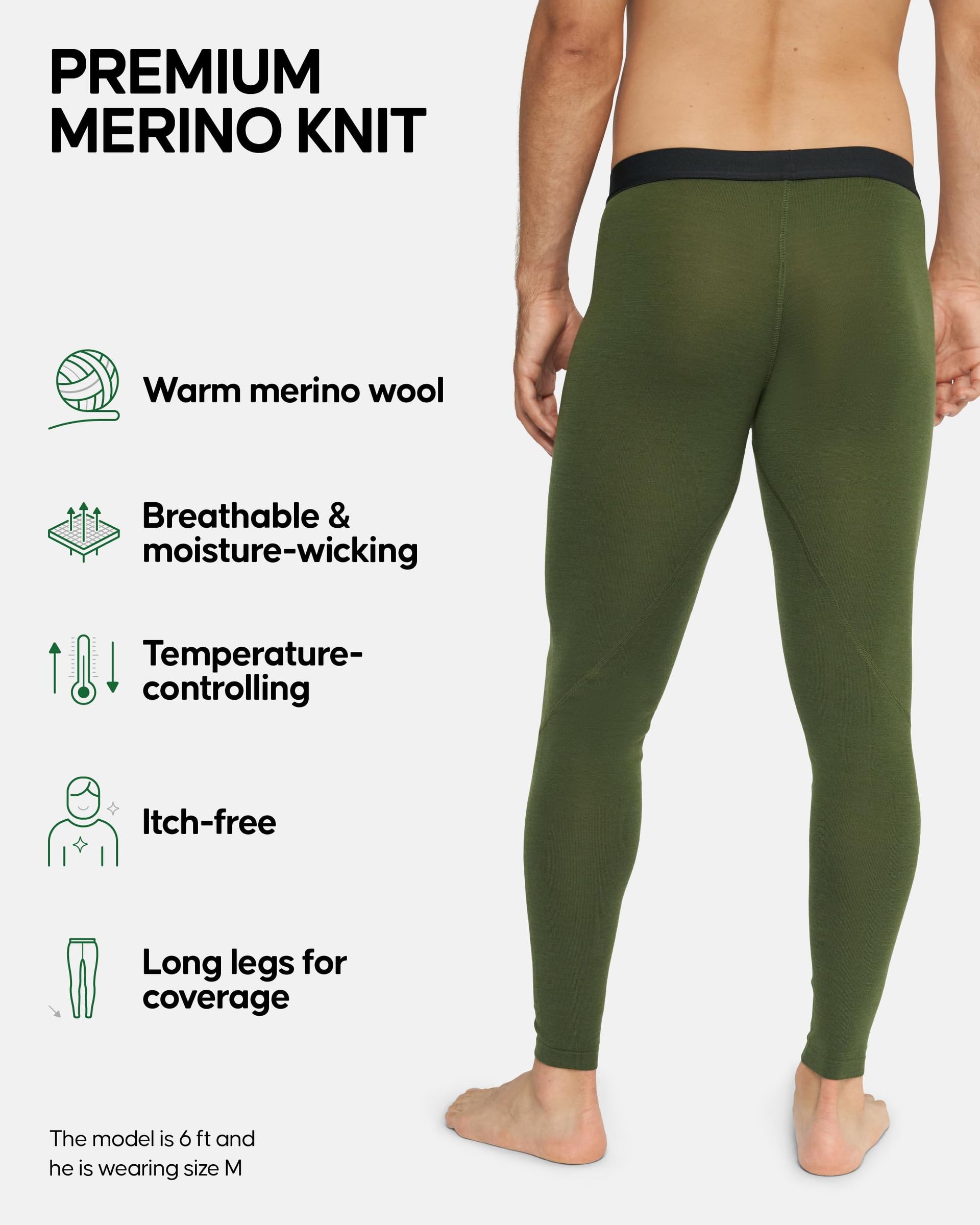 MerinoPrima Men's Merino Wool Long Johns - Thermal Underwear, Winter Base Layer