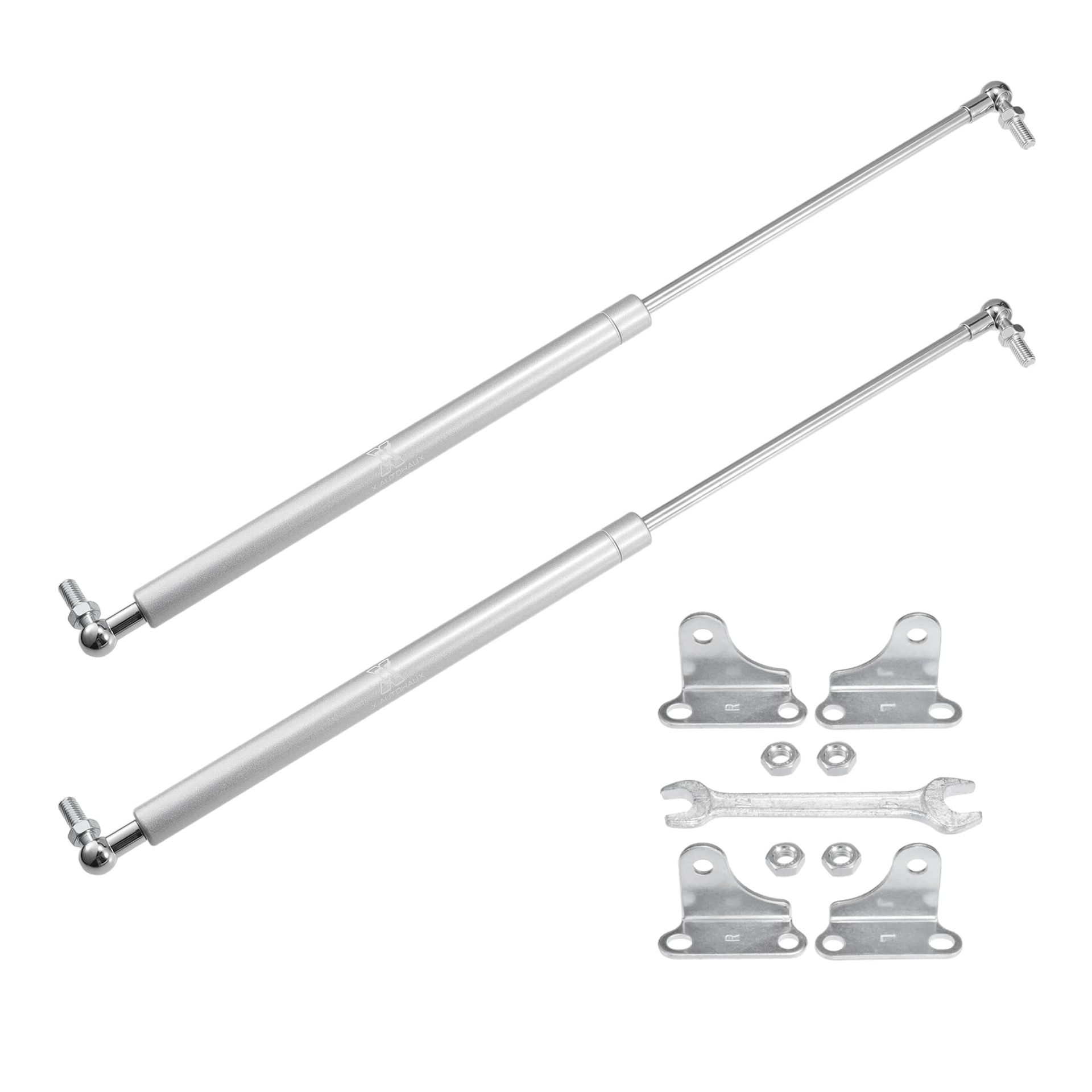 Universal Gas Struts 20" 100lb Lift Supports with Mounting Wrench for Car, RV, Boat, Bonnet or Tailgate - Silver Tone 100lb