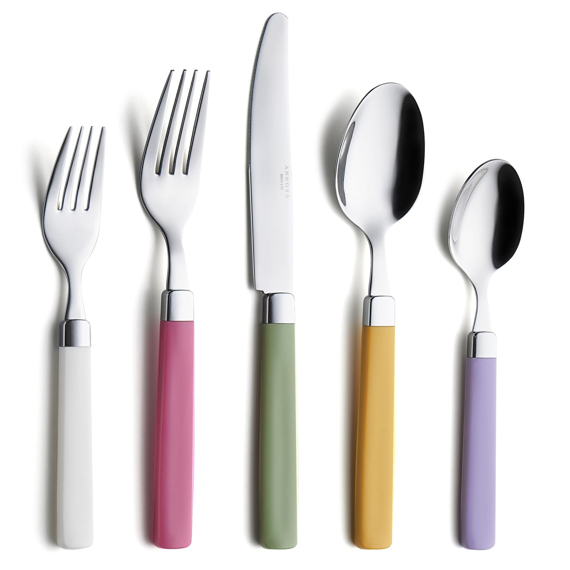 Stainless Steel Cutlery Set with Colour Handles 20 Piece Service for 4 - Mix 20 Pieces