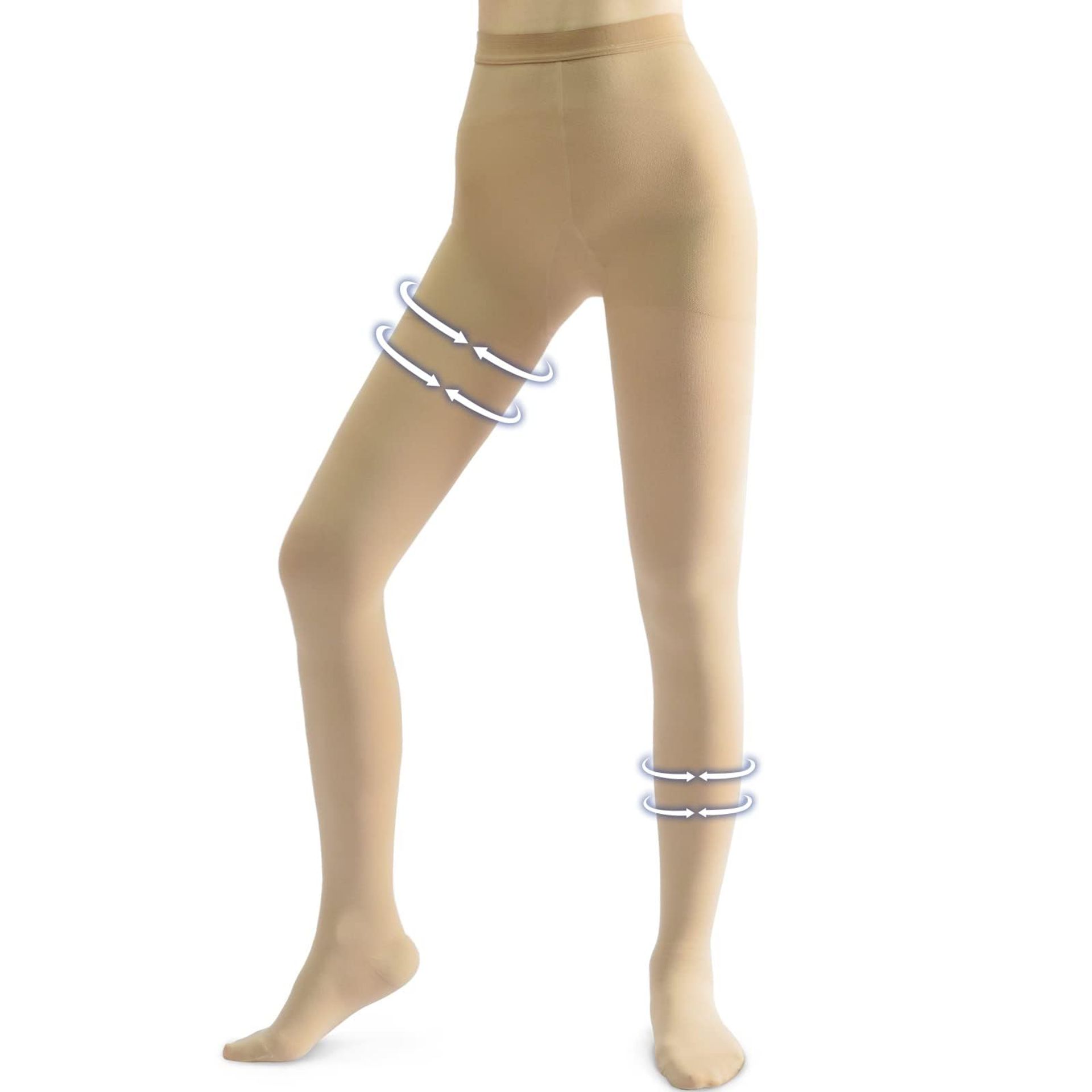 Medical Compression Pantyhose for Women & Men Opaque 20-30mmHg Graduated Support Tights for Varicose Veins, Edema & DVT Relief - Beige 3XL