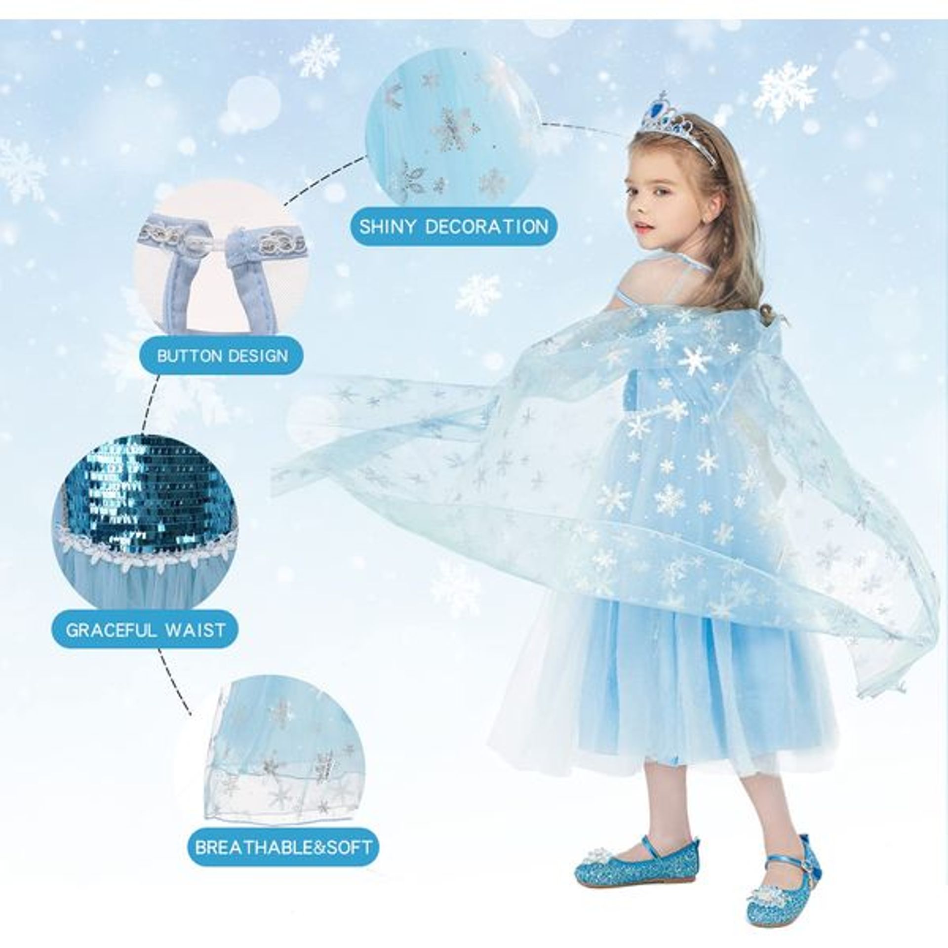 Foierp Elsa Dress For Kids Princess Costume With Accessories Set Fancy Dr
