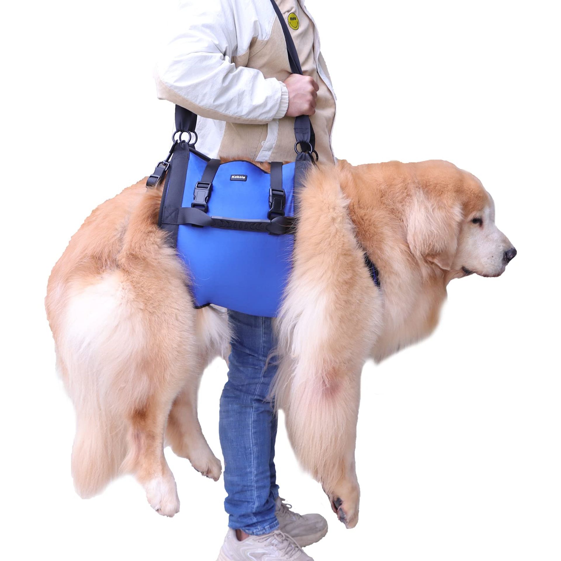 Dog Carry Sling Emergency Backpack Harness for Senior Dogs Joint Support & Rehabilitation Aid - Blue XXL
