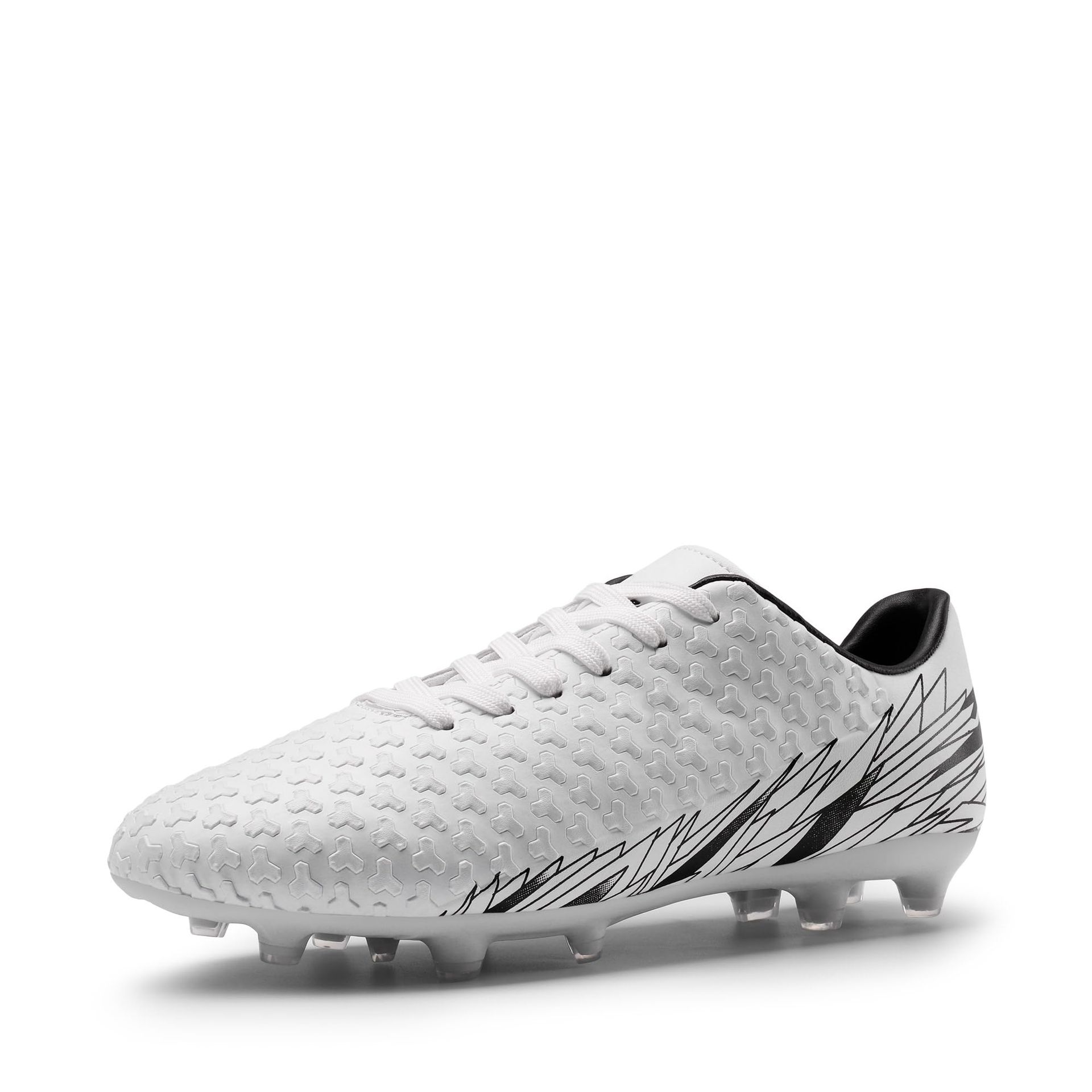 Men's Football Boots Outdoor Cleats with Grippy Texture for Precision Control - Size 8 White/Black
