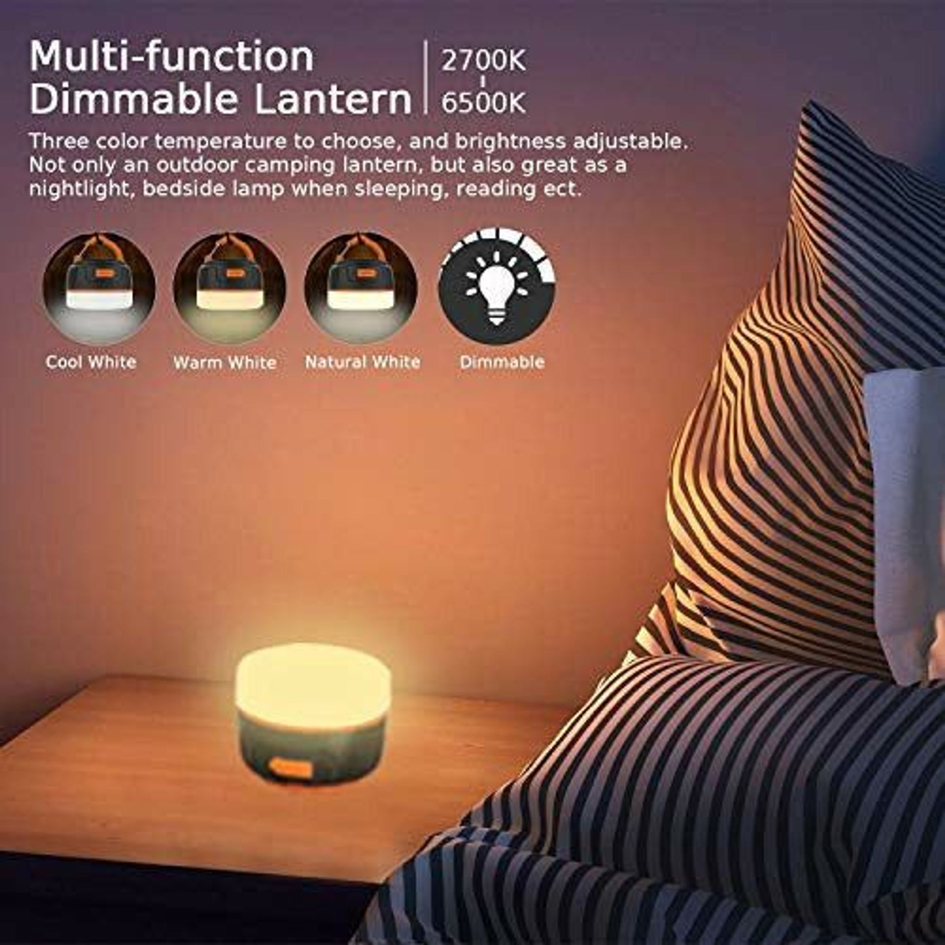 Lanterne Camping LED Lanktoo 2 En 1 - 6400mAh Power Bank Étanche IP65