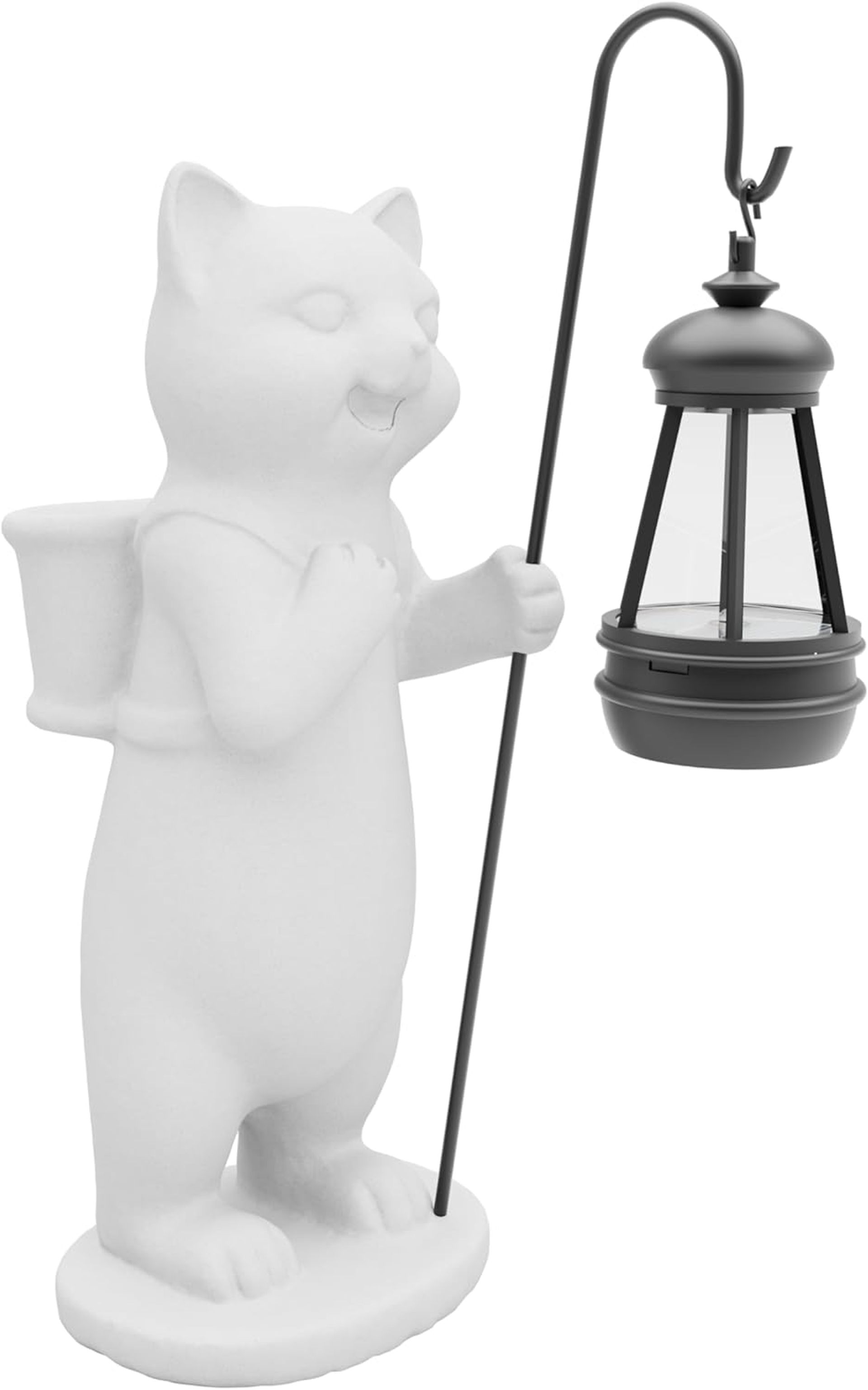 Solar Powered Garden Resin Statue Lights, 10 Inch Waterproof Outdoor Animal Cute Cat Figurine Lights, Suitable for Patios, Balconies, Lawns, Courtyards, Etc (Basket)