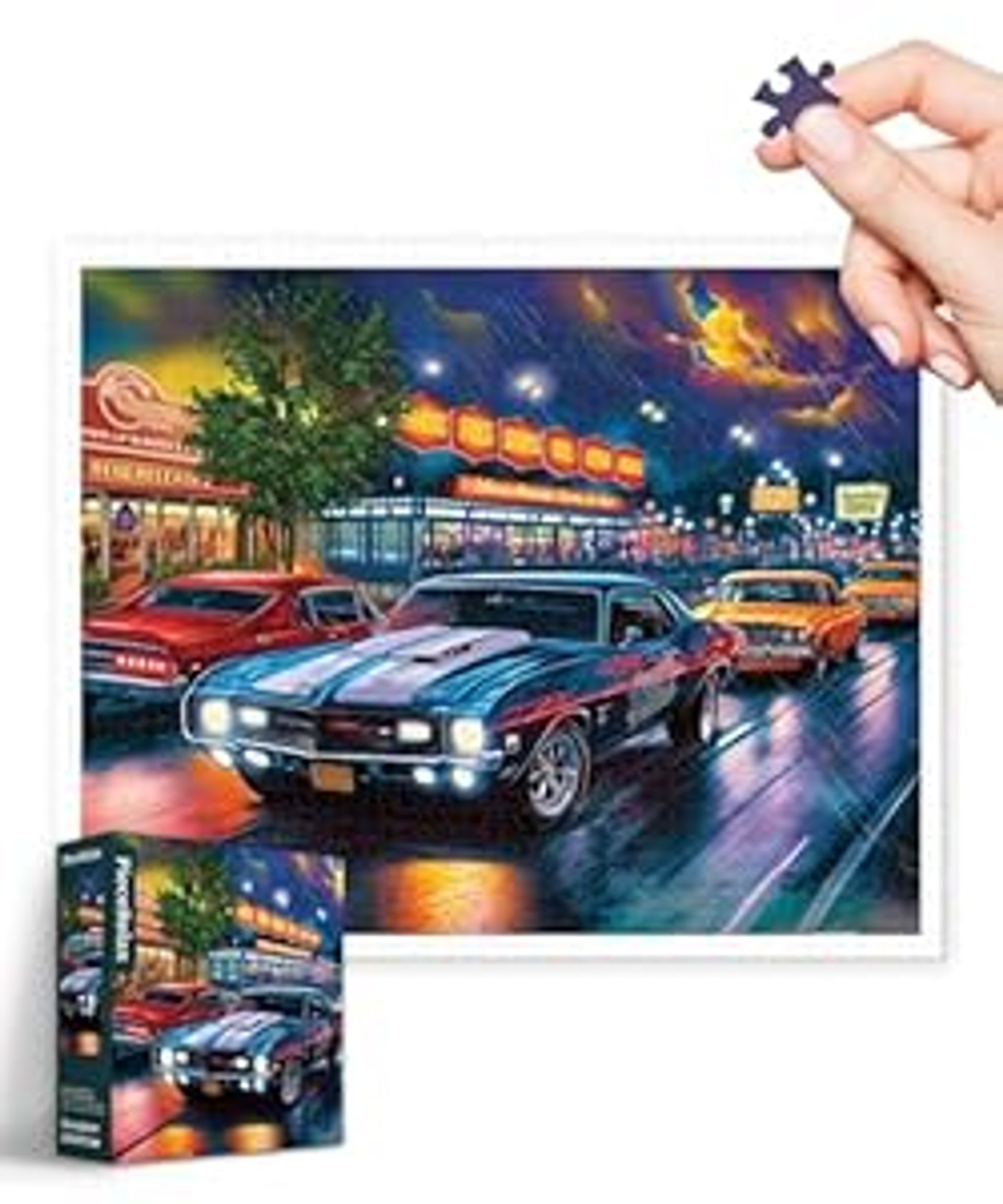 Plastic Jigsaw Puzzle for Adults 2000 Pieces Scenic Bigelow Illustration Table Game Gift - Rain on the Boulevard H3443