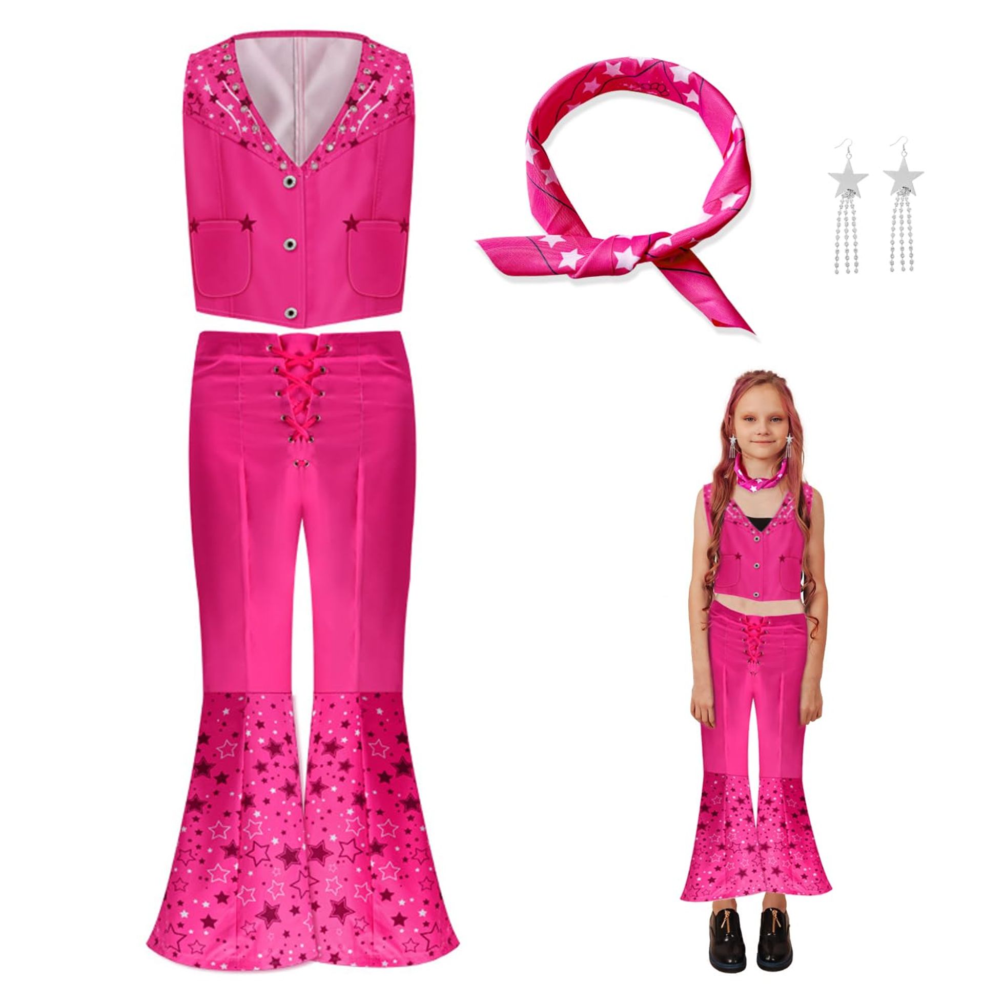 Women's Cowgirl Fancy Dress Costume Western Style Movie Cosplay Outfit for Halloween and Carnival - Barbie Costume 120cm