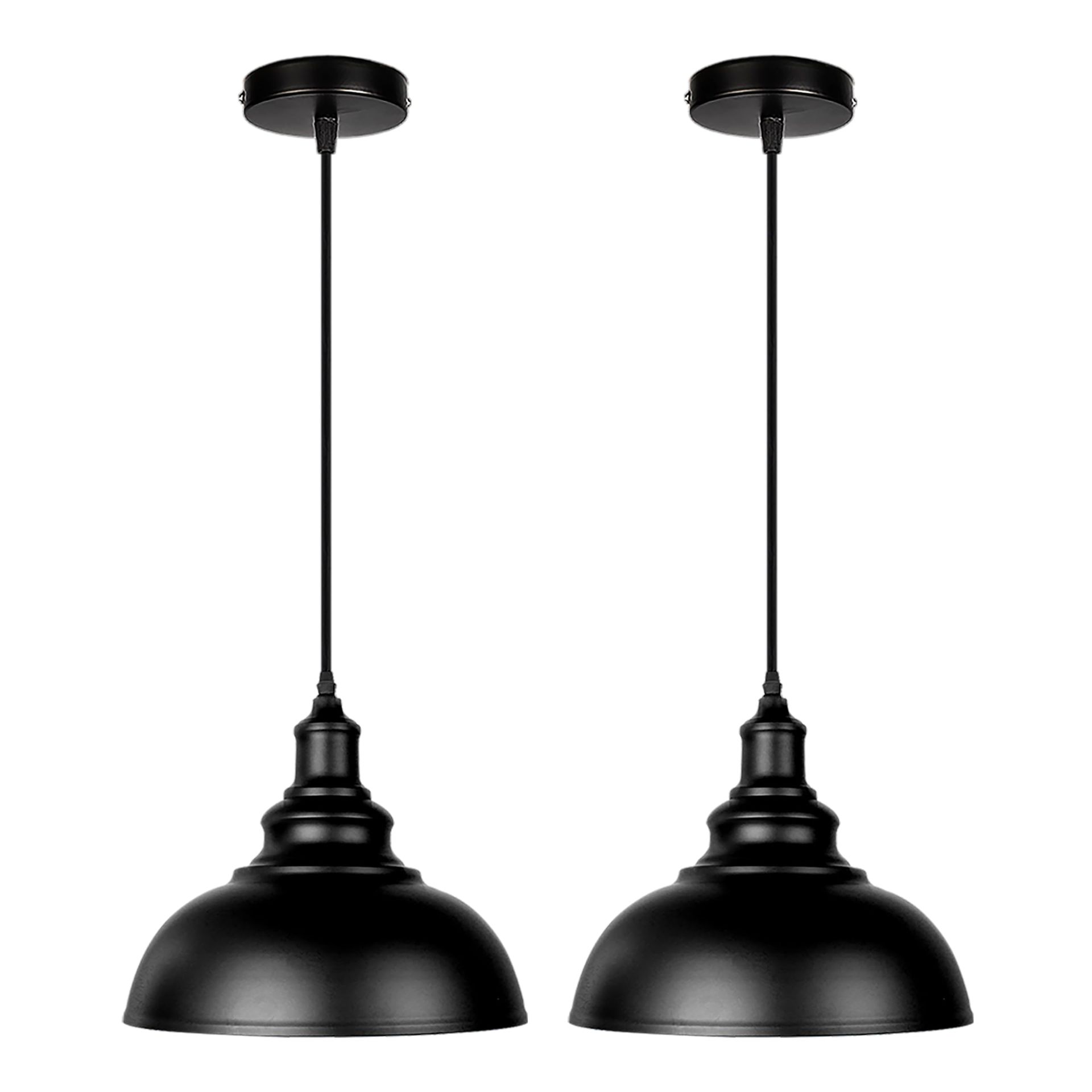 Industrial Pendant Ceiling Light Retro Metal Lamp E27 Base for Kitchen, Loft or Restaurant - Black 3 Head