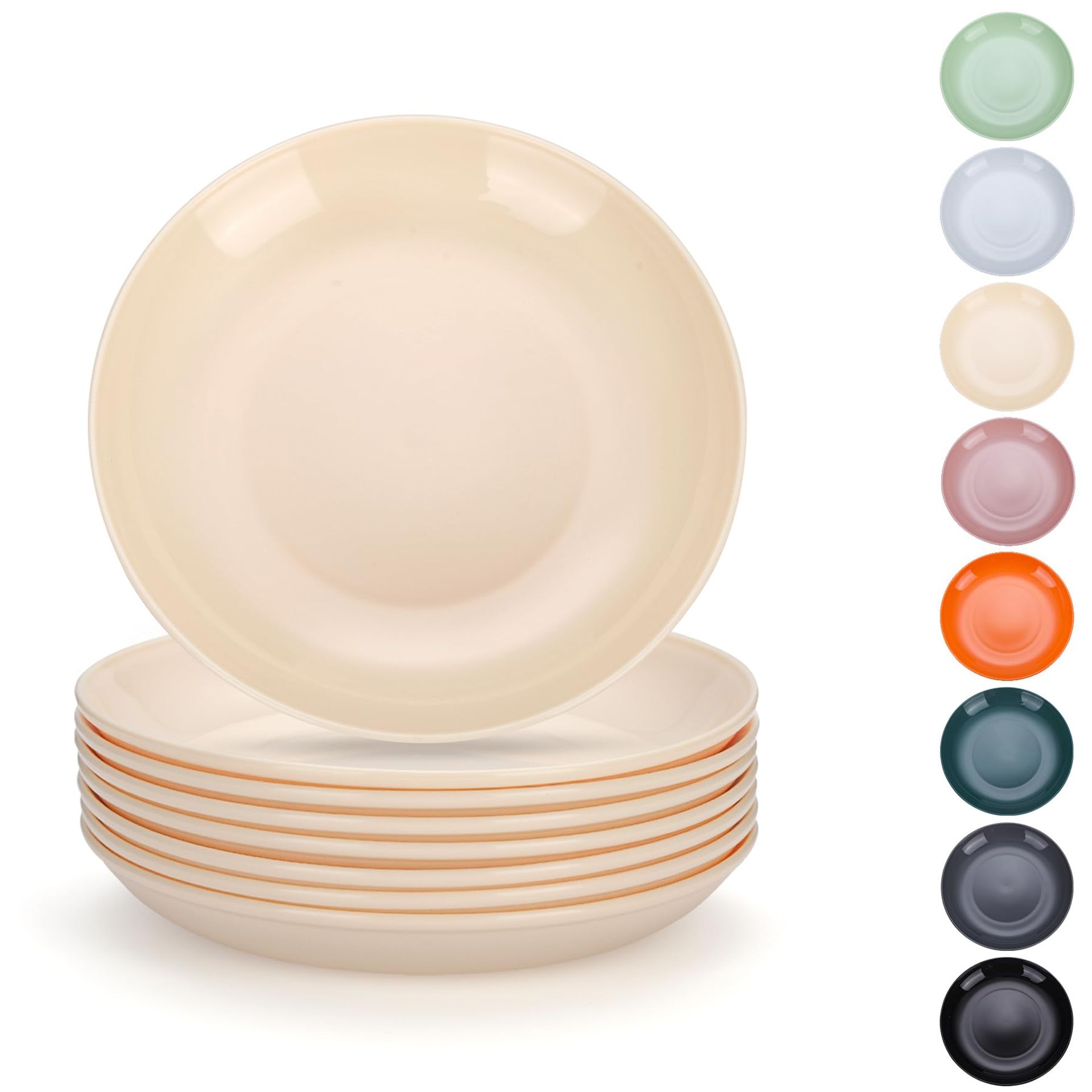 Unbreakable Cheese White Plastic Plates Set, 8-Piece, 16cm - Microwave & Dishwasher Safe