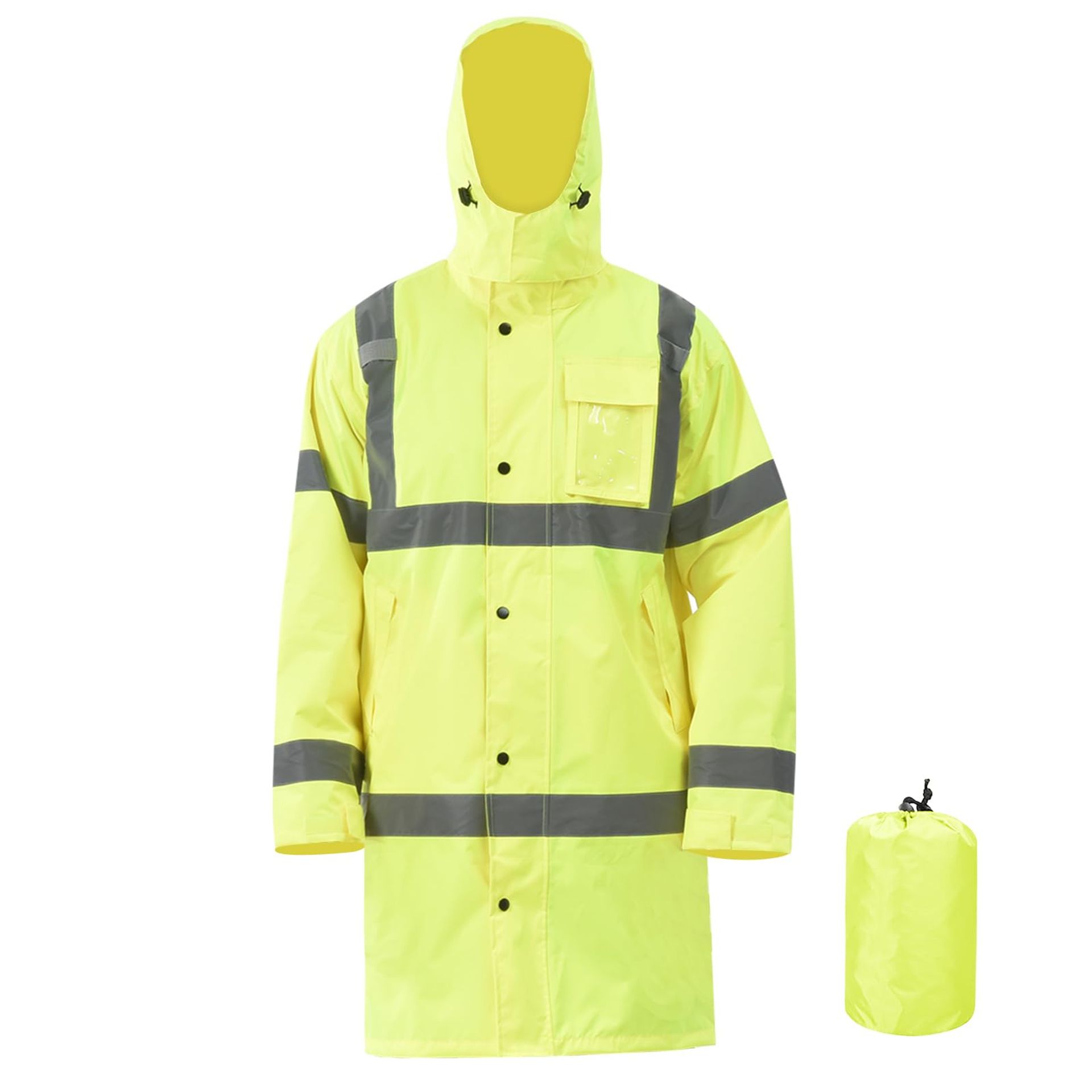 High Visibility Waterproof Safety Jacket Breathable Windproof Raincoat for Men and Women - Yellow XS