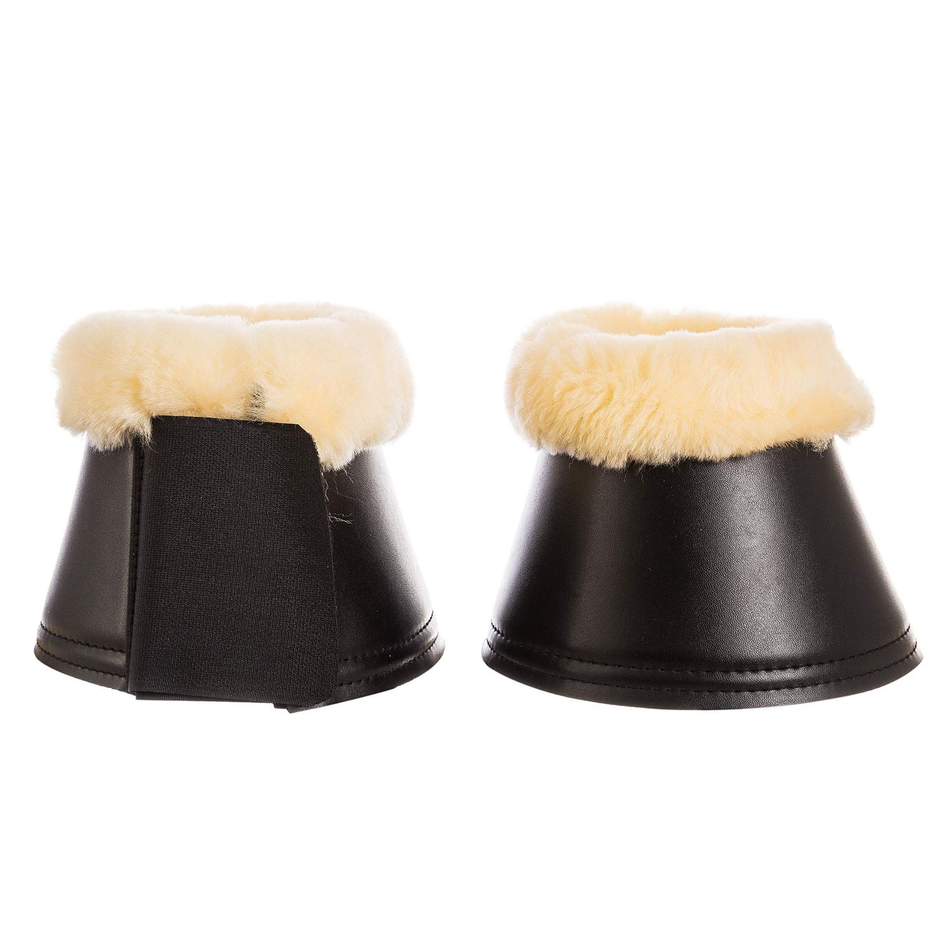 Sheepwool Over Reach Bell Boots 100% Merino Lambwool Soft Cushion Pair - Natural Black S