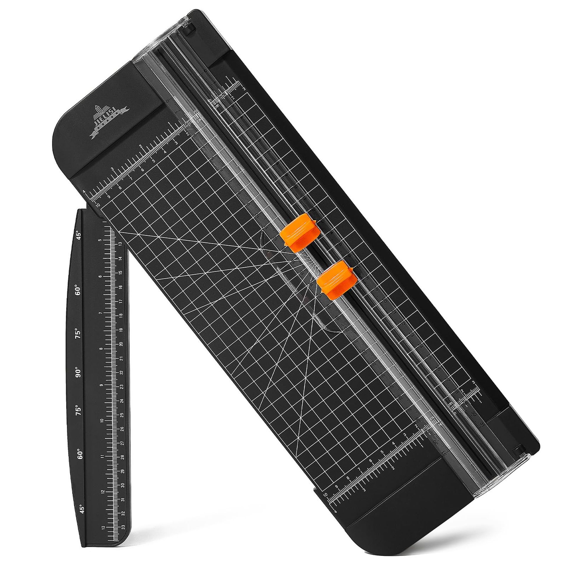 JIELISI A4 Paper Cutter - 12 Inch Portable Trimmer with Safety Guard & Side Ruler, Black