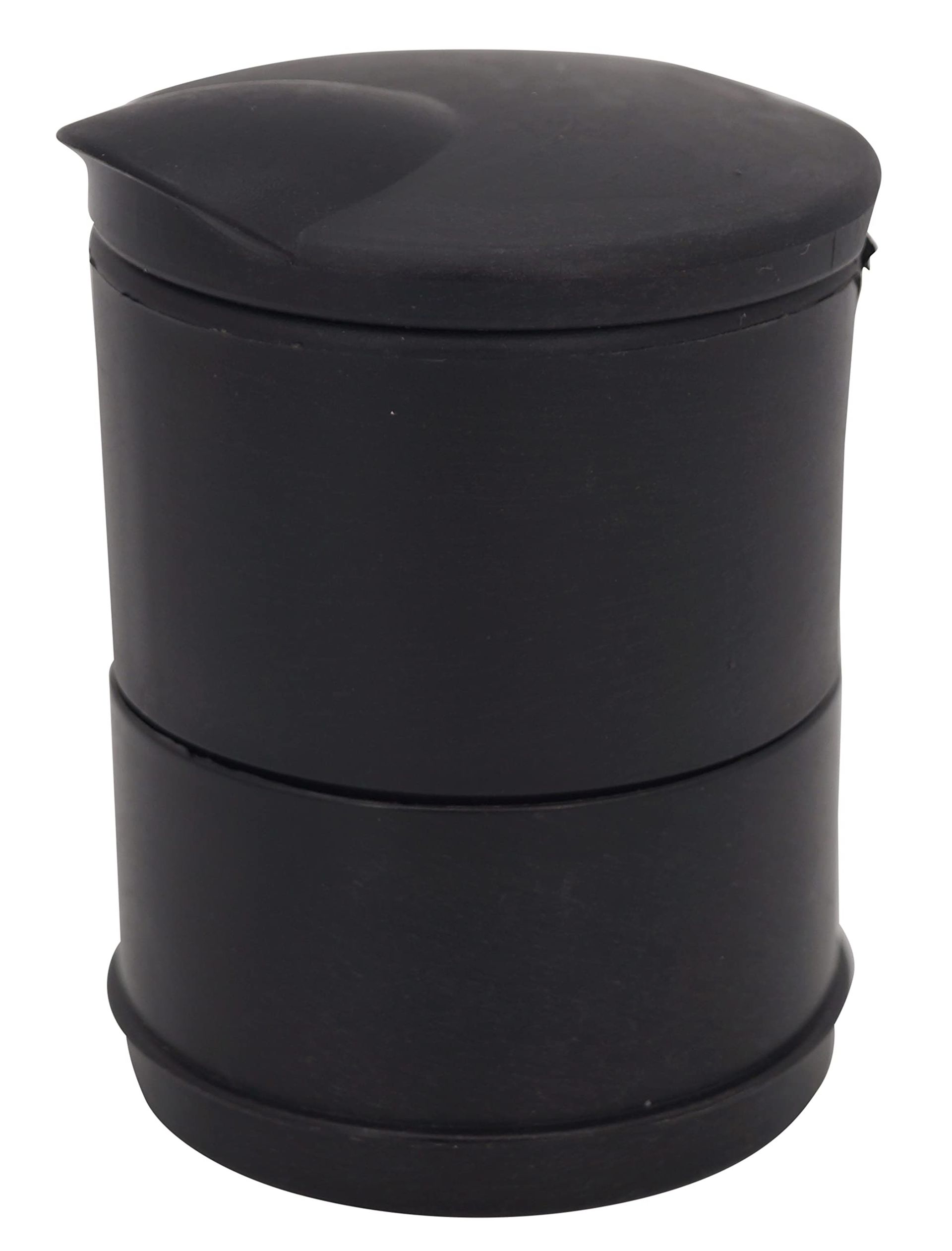 Car Ashtray Spring-Loaded Lid Compact ABS Plastic Fits Cup Holder Convertible Use - Black Medium