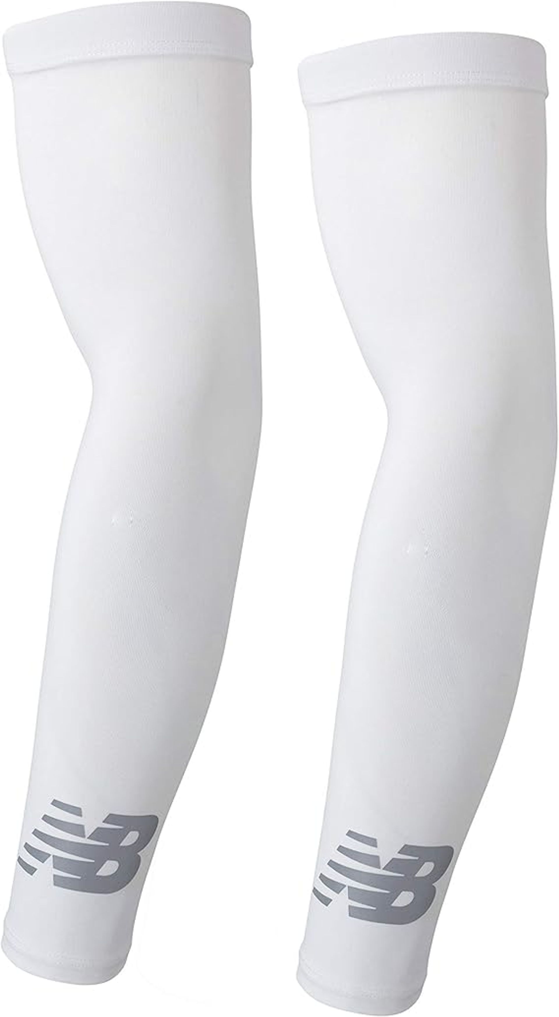 New Balance Unisex White Compression Arm Sleeves, Small & Medium - Outdoor Sports Performance