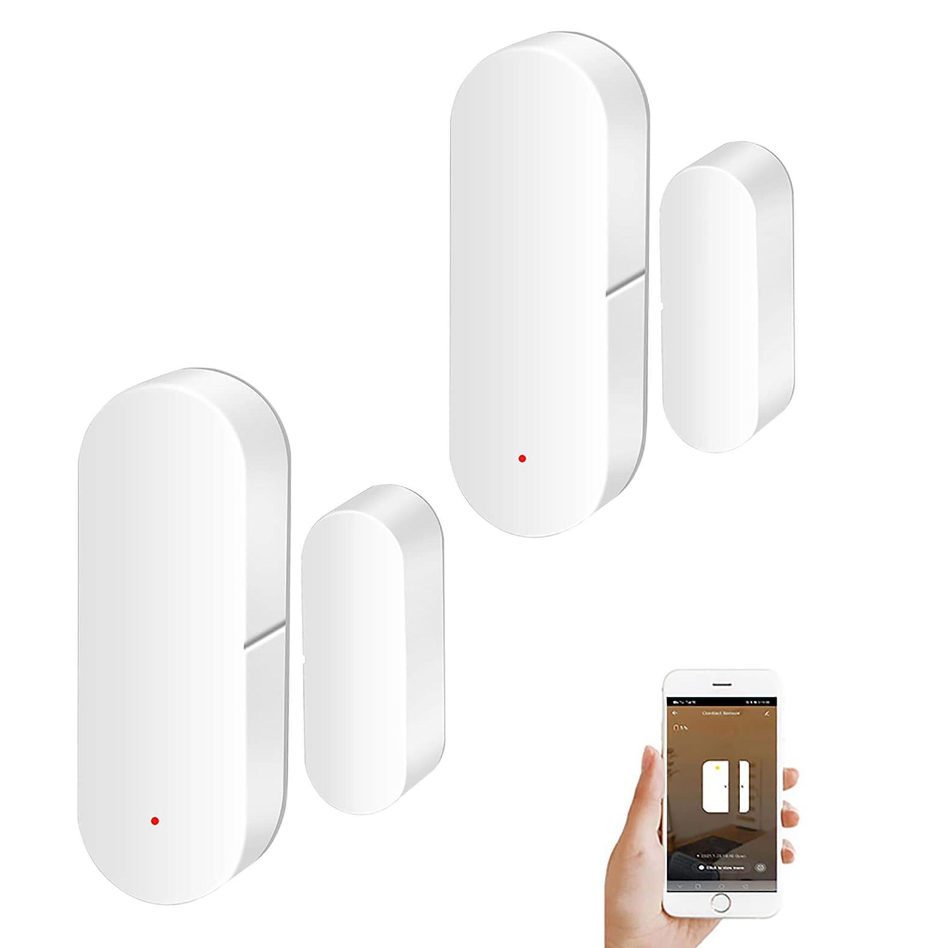 Smart Door Window Sensor WiFi Tuya Real-Time Alerts Compatible with Alexa & Google Assistant - 2-Pack