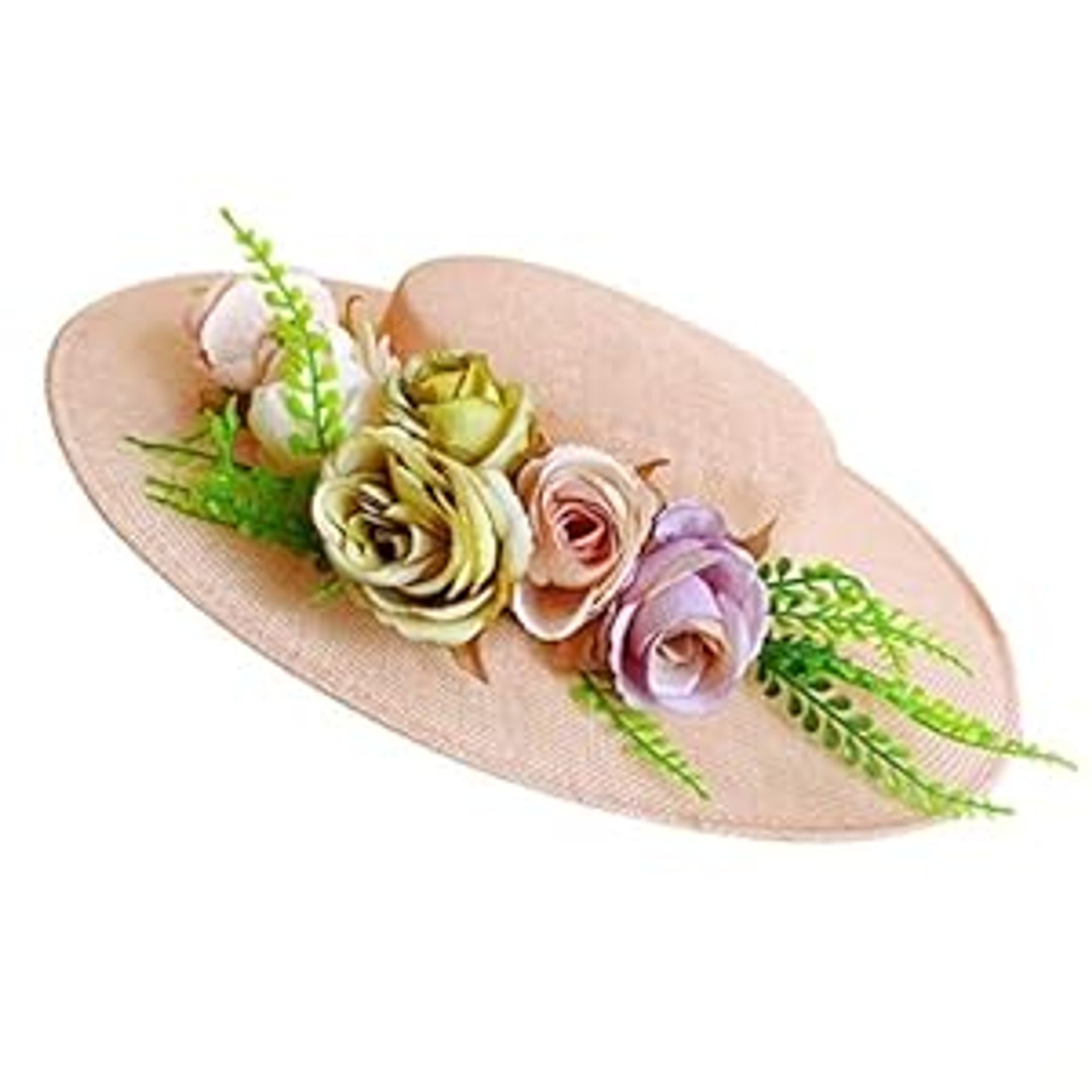 Women's Victorian Tea Party Hat Vintage Style with Floral Decoration and Hair Clip - K One Size