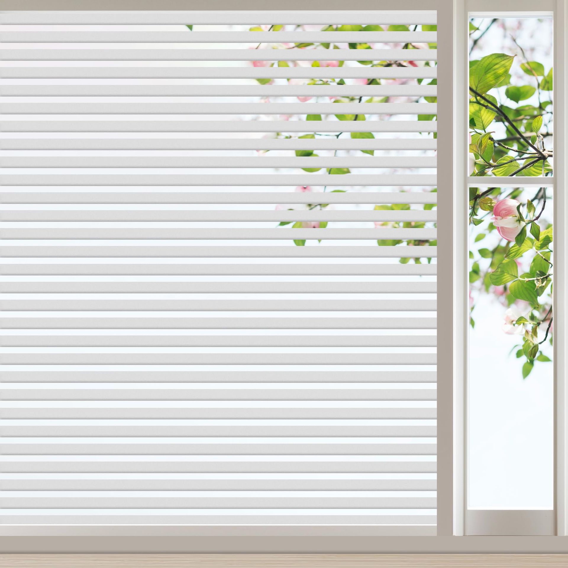 Linarun Window Film Privacy 60x200 Privacy Film for Glass Windows Stripe Pattern Frosted Window Film No Glue Static Cling Privacy Window Film for Office Home Kitchens