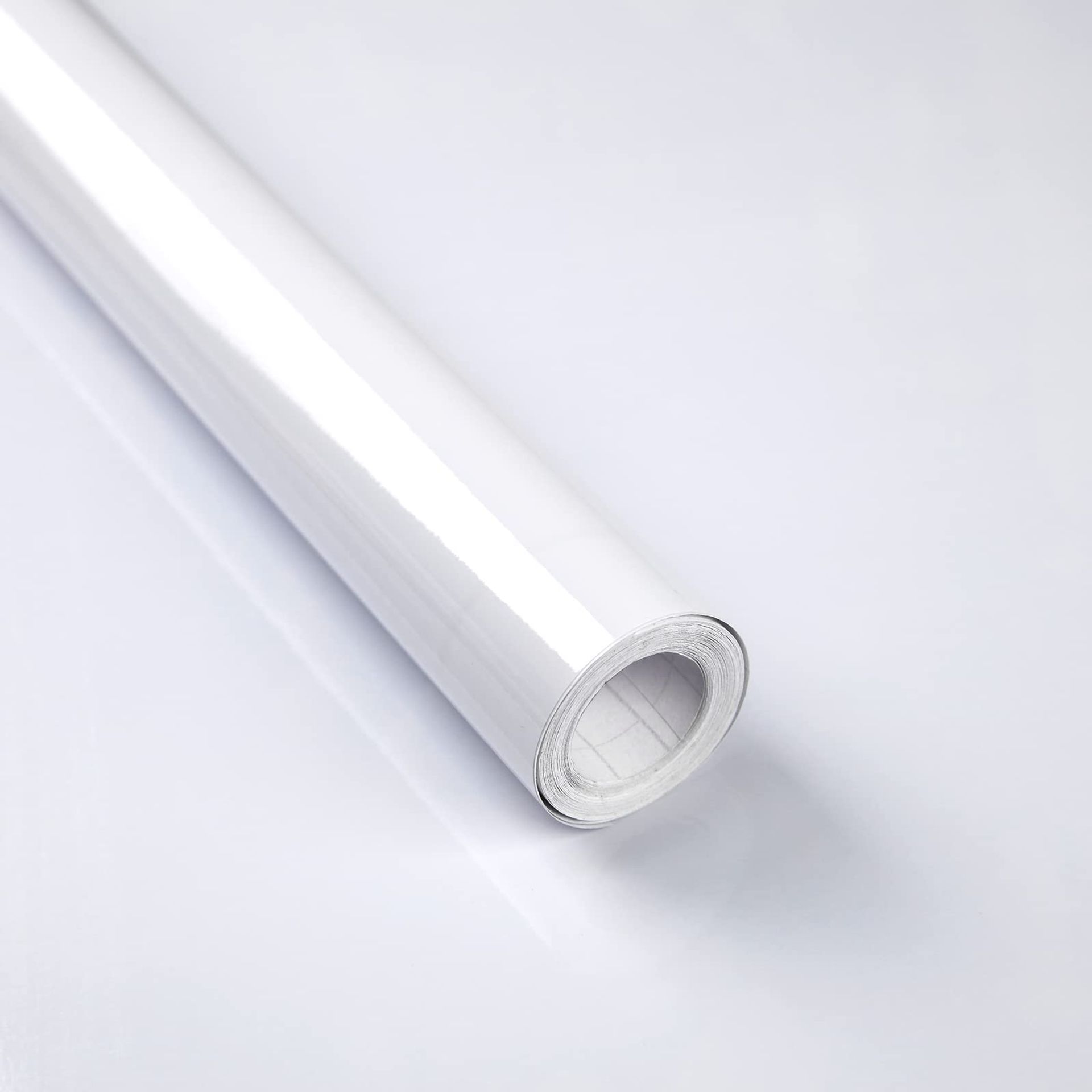 Self Adhesive Sticky Back Plastic Waterproof Gloss Vinyl Wrap Film for Furniture, Kitchen and Countertops - White 60 x 500 cm