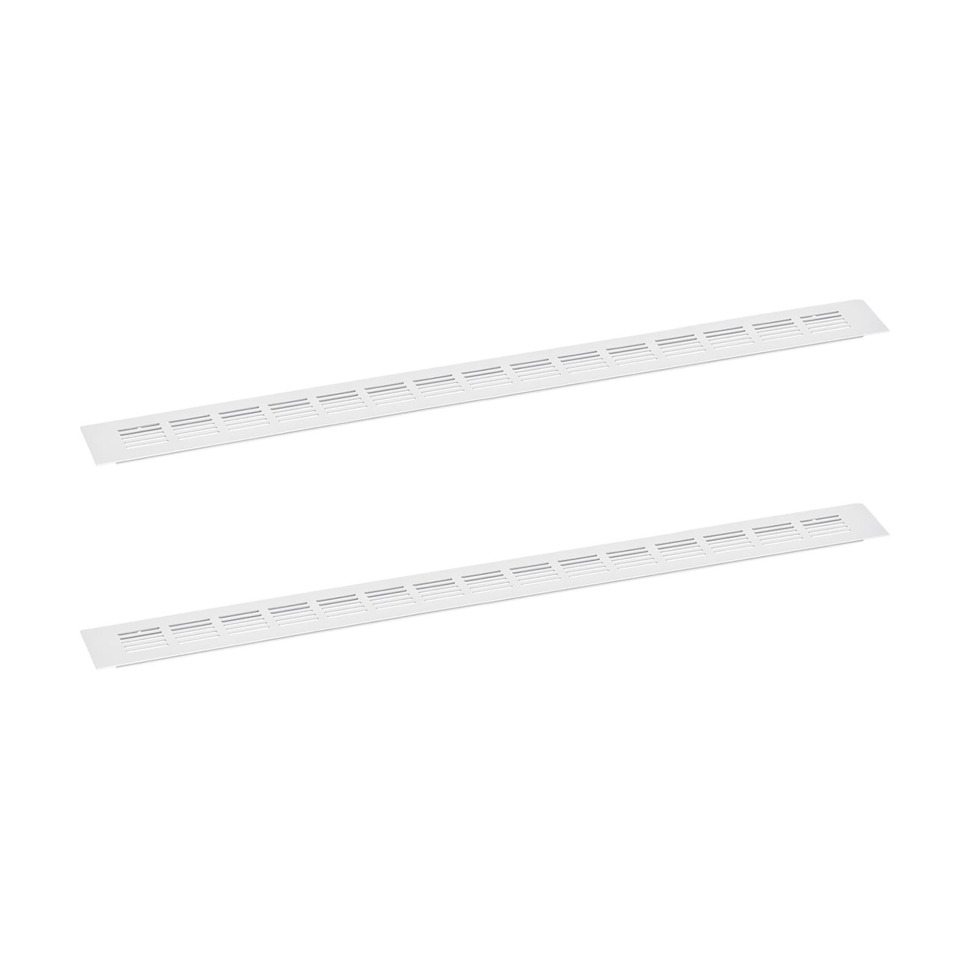 Aluminium Alloy Mesh Air Vent Cover Set 2Pcs Rectangular Louvered Grille for Cabinets and Wardrobes - Silver 600 x 60mm