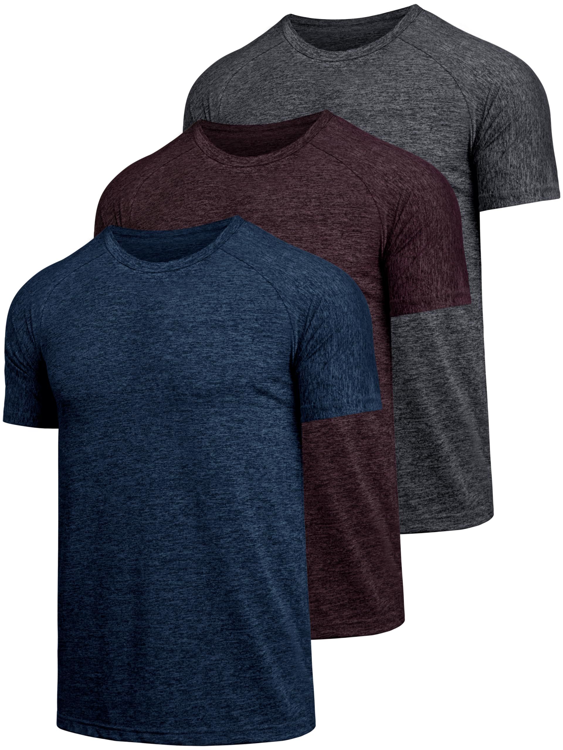 3 Pack Men's Quick Drying Sports T-Shirts - Lightweight, Breathable, Multicolour Set 2-2XL