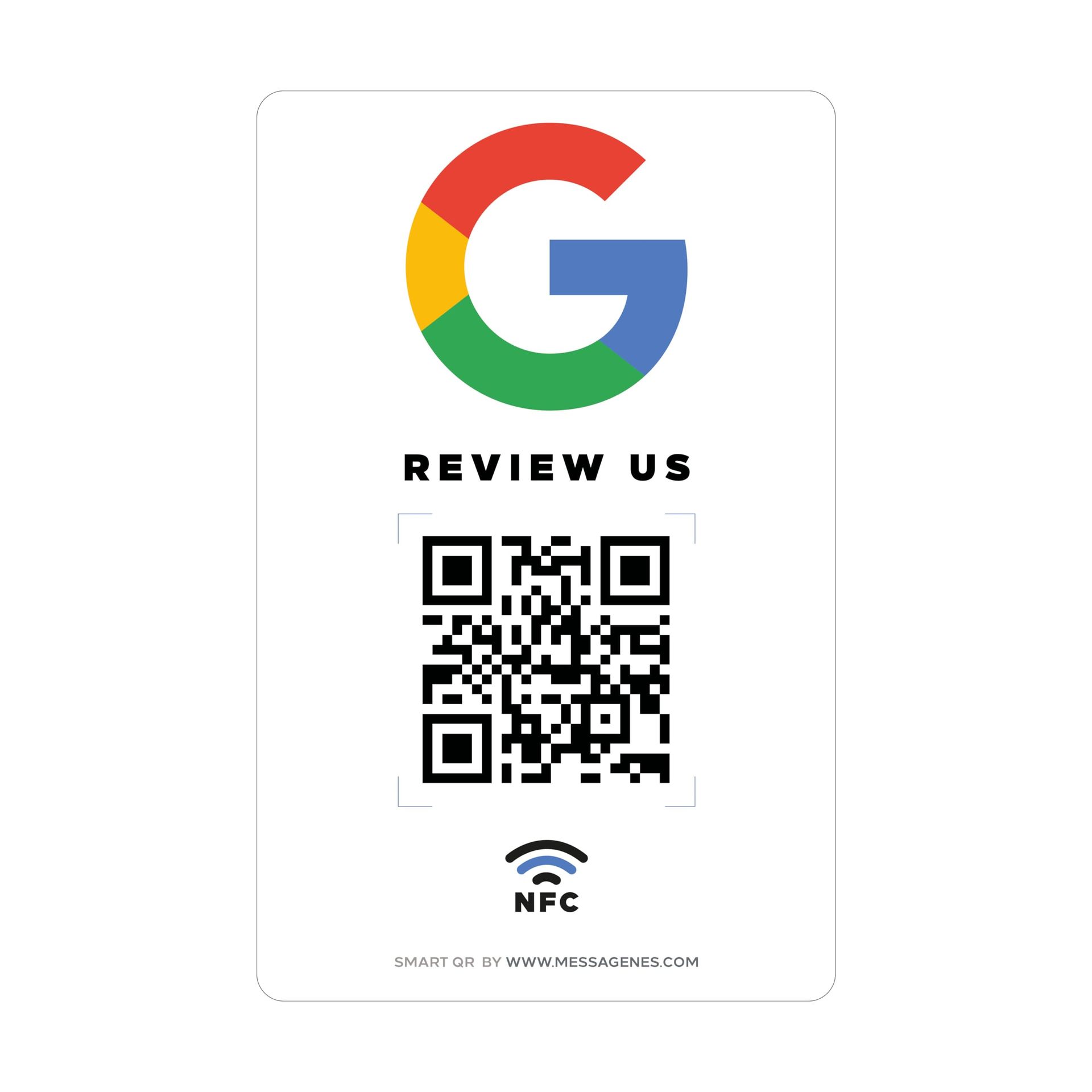 Reusable NFC & QR Tap Stickers for Google Reviews Contactless Pack of 10 - White Get 5 Stars Review Sticker