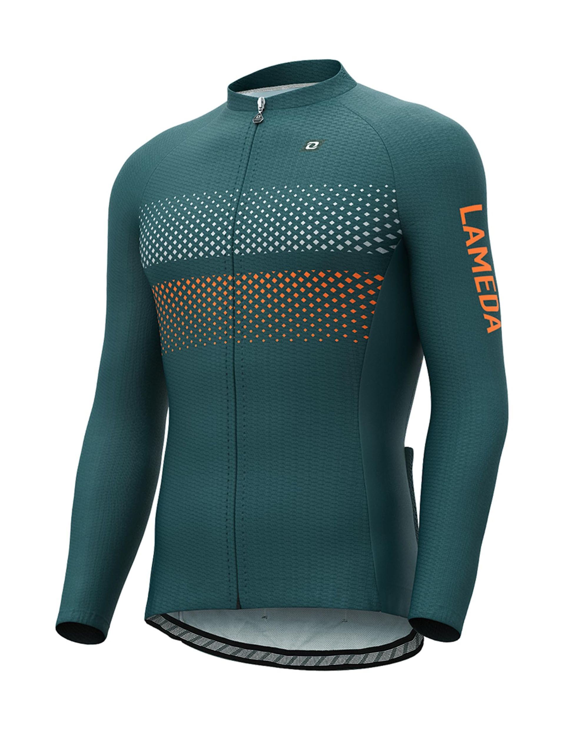 Men's Long Sleeve Cycling Jersey MTB Top – Breathable, Quick-Dry, Green XL