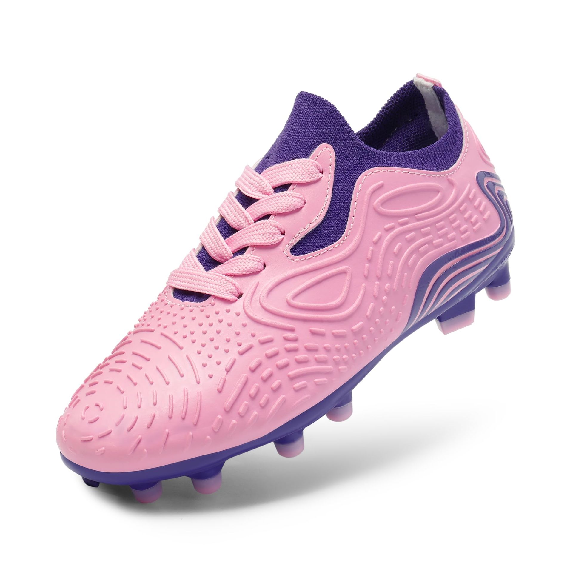 Kids Football Boots for Boys & Girls – Lightweight Soccer Cleats for Training & Matches, Size 13 Pink/Purple