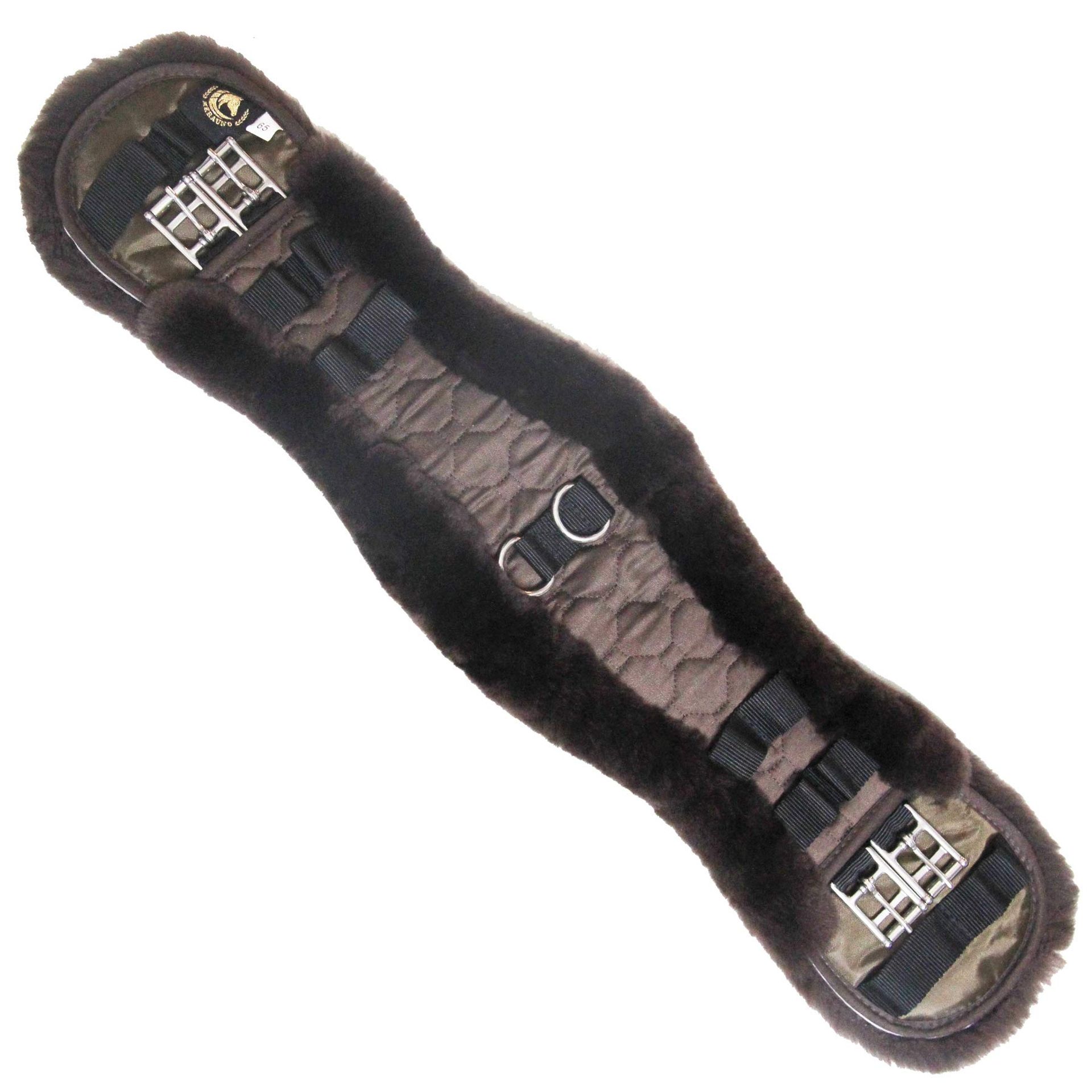 Sheepwool Dressage Girth Ergonomic English Saddle Girth with Stainless Steel Buckles - Natural Black 50cm