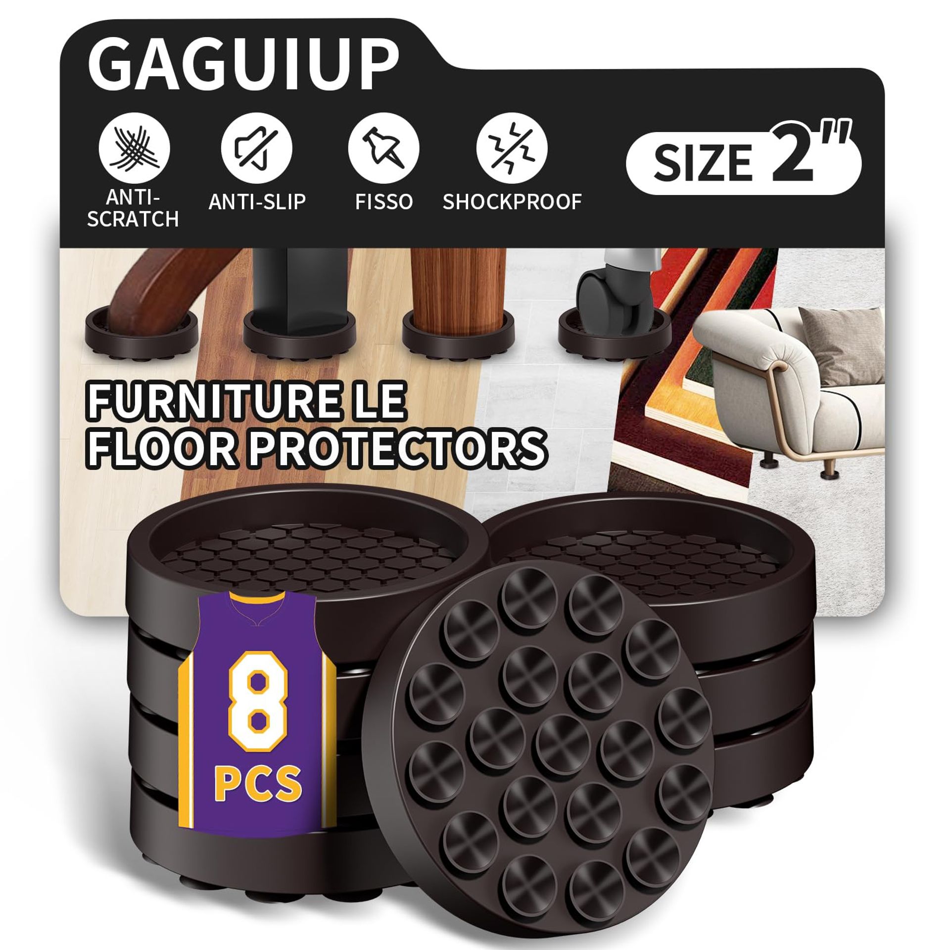 Non-Slip Furniture Pads - 4 Pack Rubber Feet Floor Protectors for Garden & Indoor Use