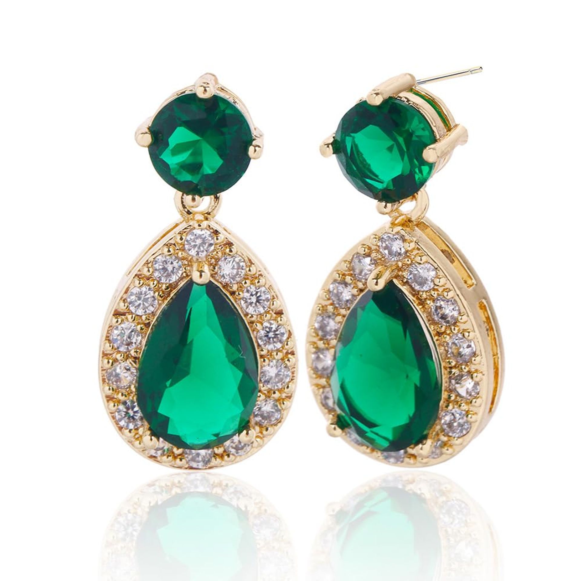Lotus Karen Green Teardrop Dangle Earrings - Hypoallergenic Women's Jewellery Gift